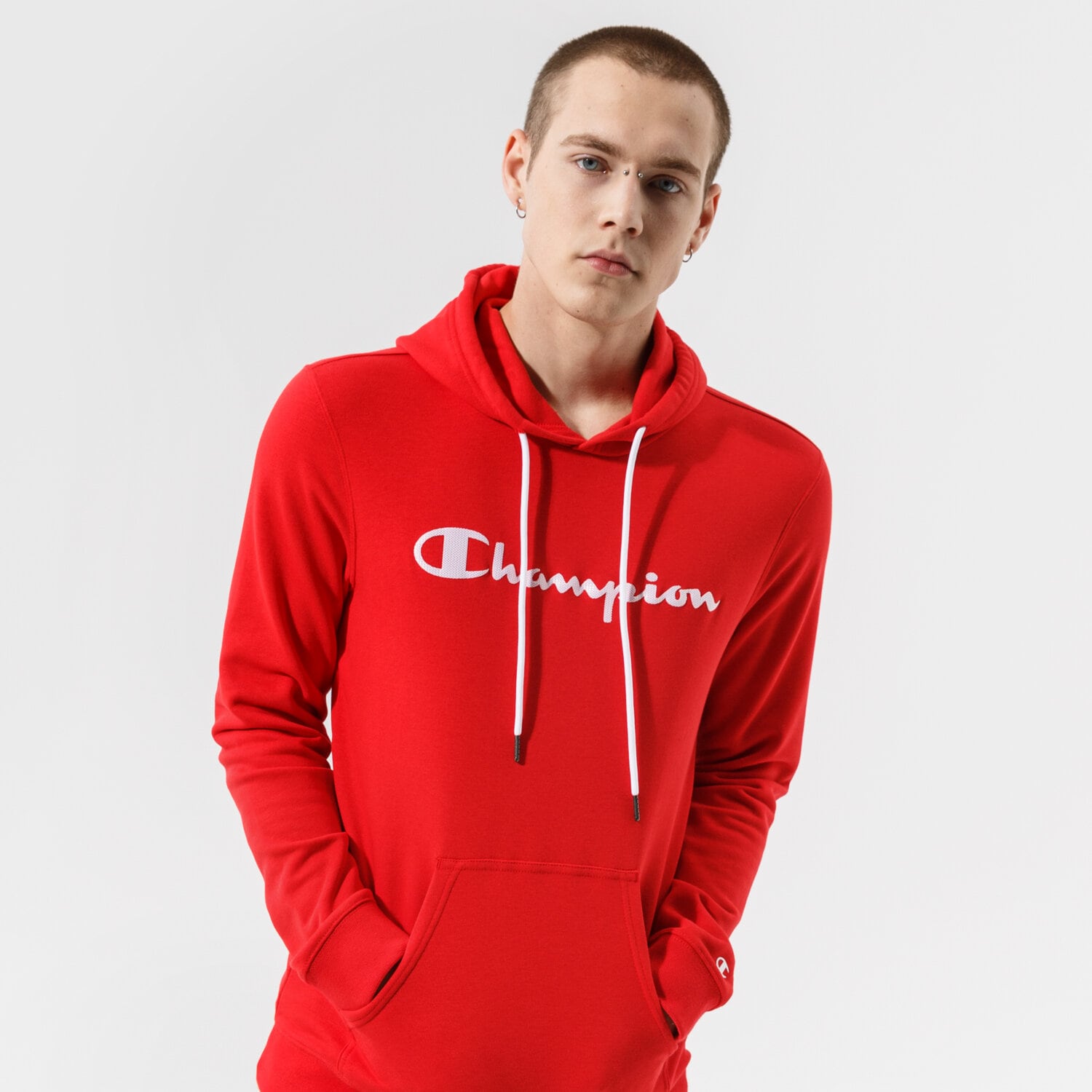 pánská mikina CHAMPION MIKINA S KAPUCÍ HOODED SWEATSHIRT 214138RS046 ČERVENÁ