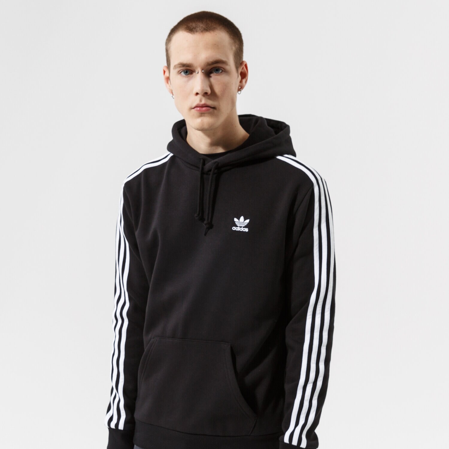 pánská mikina ADIDAS MIKINA S KAPUCÍ 3-STRIPES HOODY H06676 ČERNÁ