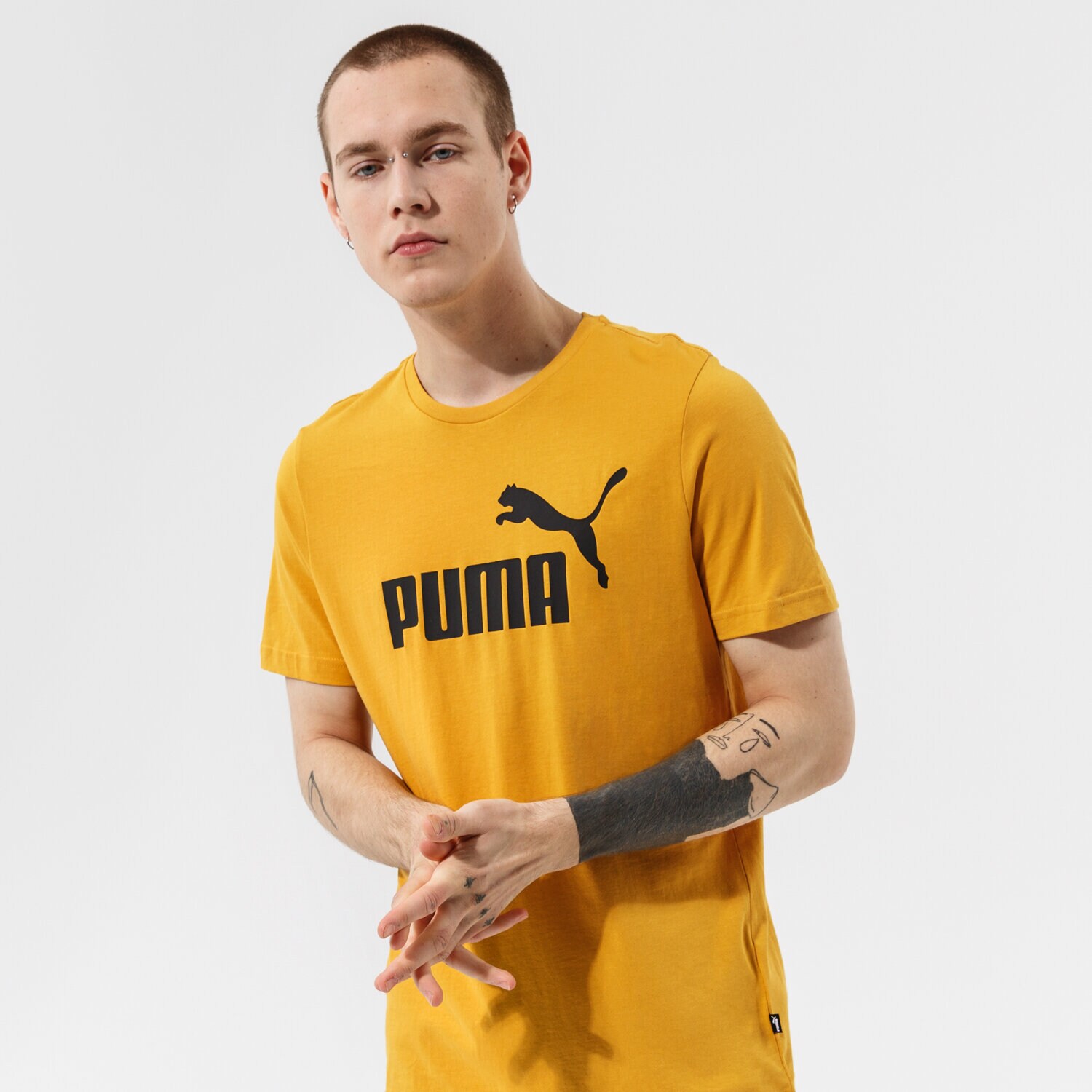 pánské tričko PUMA TRIČKO ESS LOGO TEE (S) - MINERAL YELLOW 58666737 ŽLUTÁ