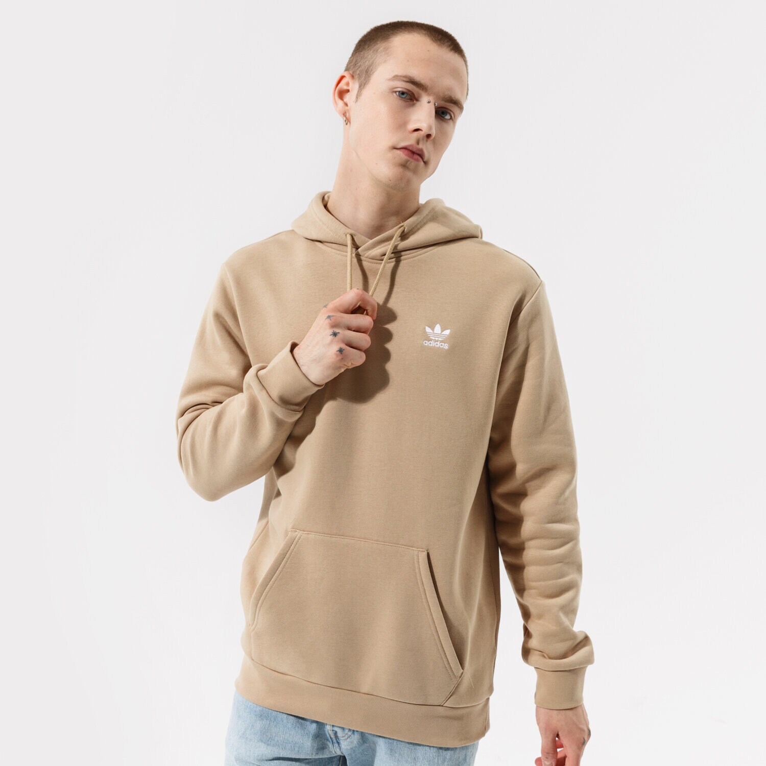 pánská mikina ADIDAS MIKINA S KAPUCÍ ESSENTIAL HOODY H34647 KHAKI