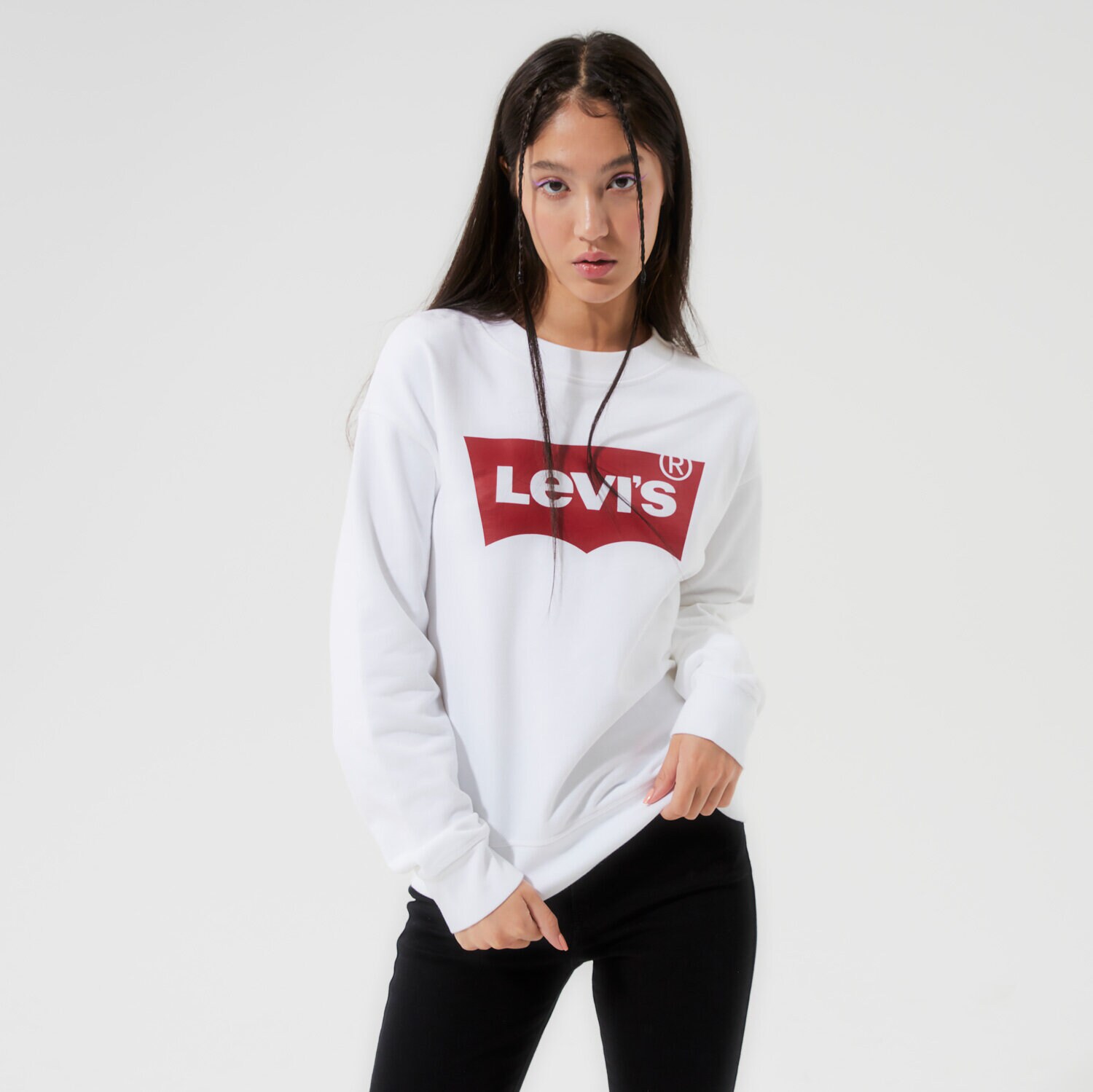 dámská mikina LEVI'S MIKINA GRAPHIC STANDARD CREW 18686-0011 BÍLÁ