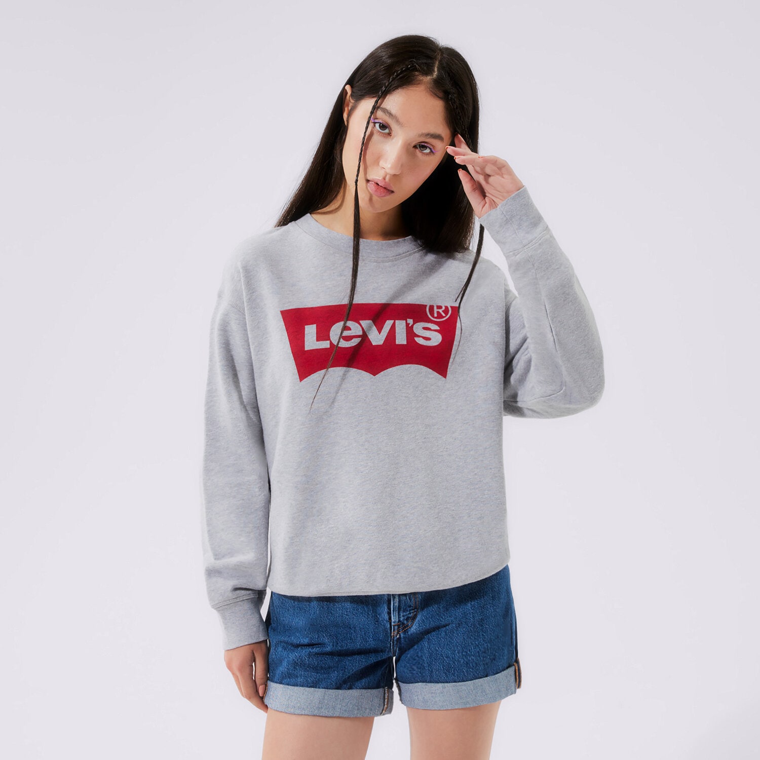 dámská mikina LEVI'S MIKINA GRAPHIC STANDARD CREW 18686-0012 ŠEDÁ