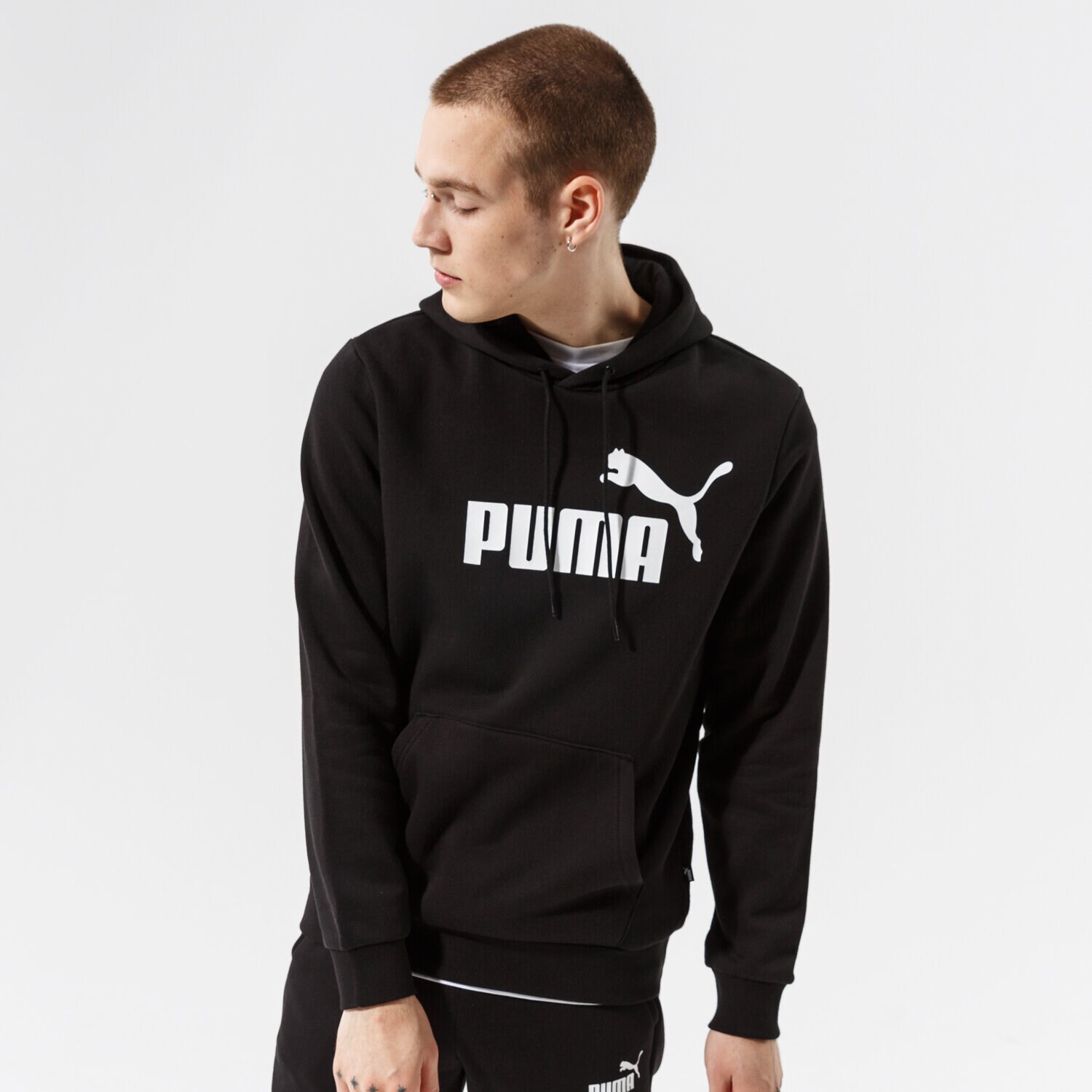 pánská mikina PUMA MIKINA S KAPUCÍ ESS BIG LOGO HOODIE FL - PUMA BLACK 58668601 ČERNÁ