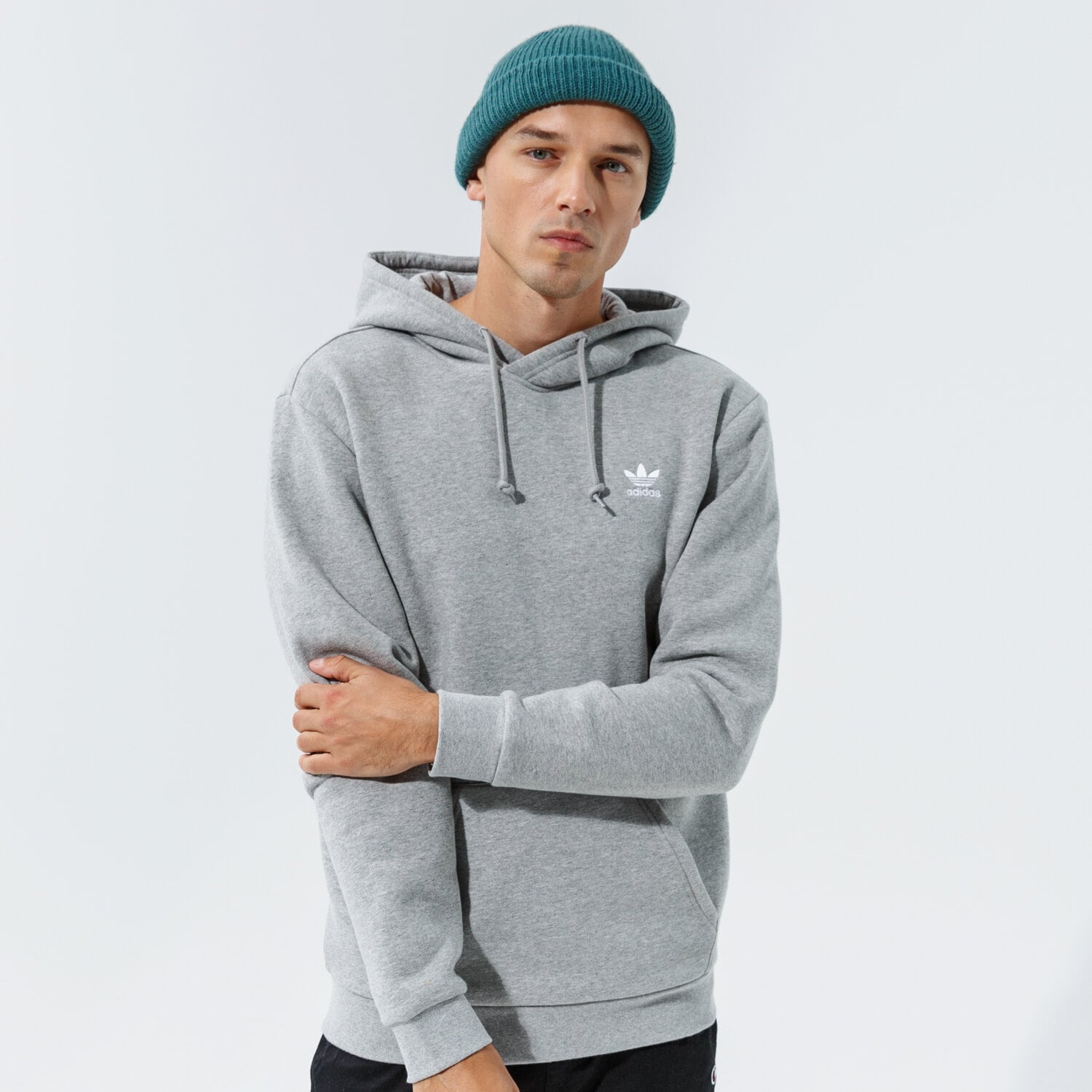 pánská mikina ADIDAS TREFOIL ESSENTIAL HOODIE  H34654 ŠEDÁ