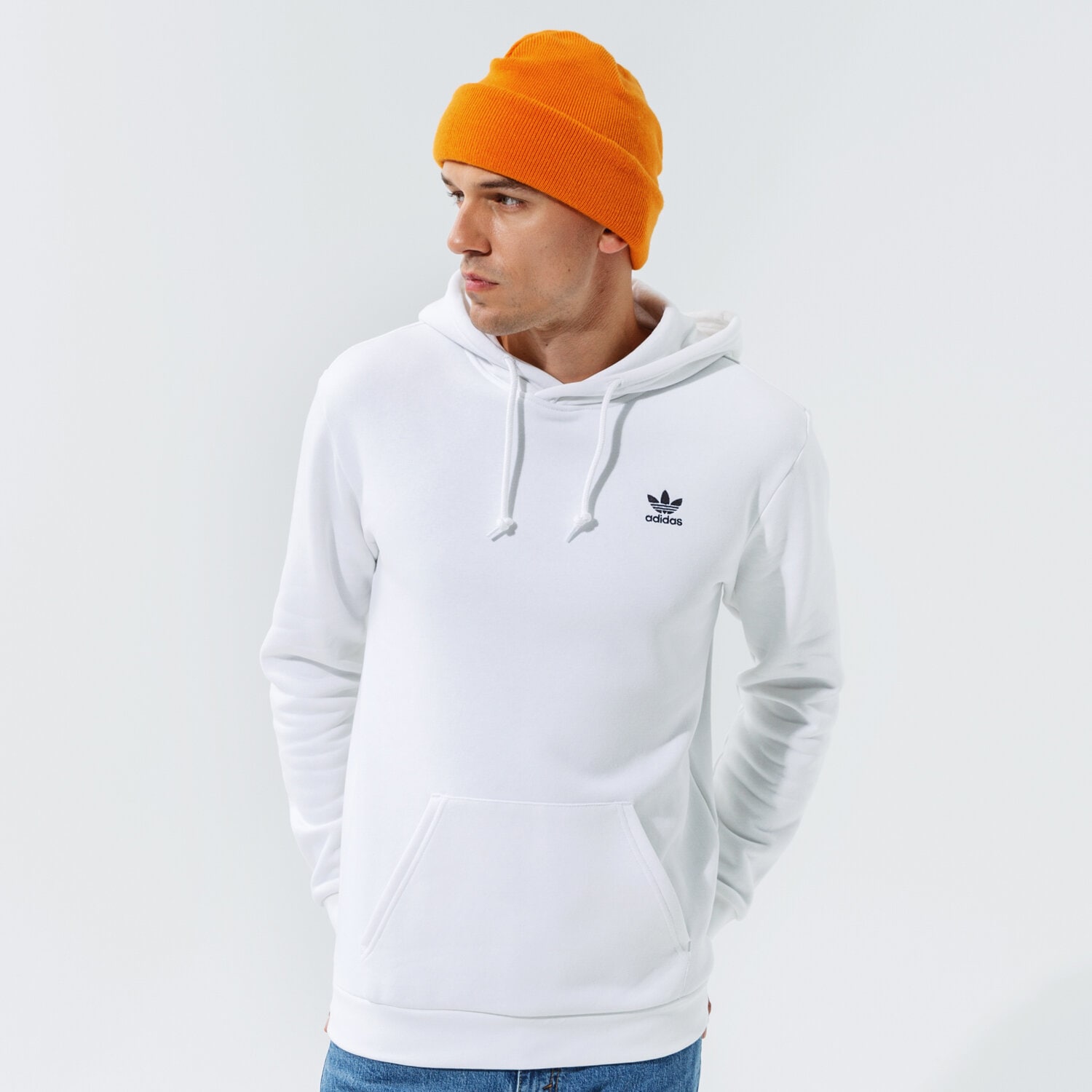 pánská mikina ADIDAS TREFOIL ESSENTIAL HOODIE  H34649 BÍLÁ