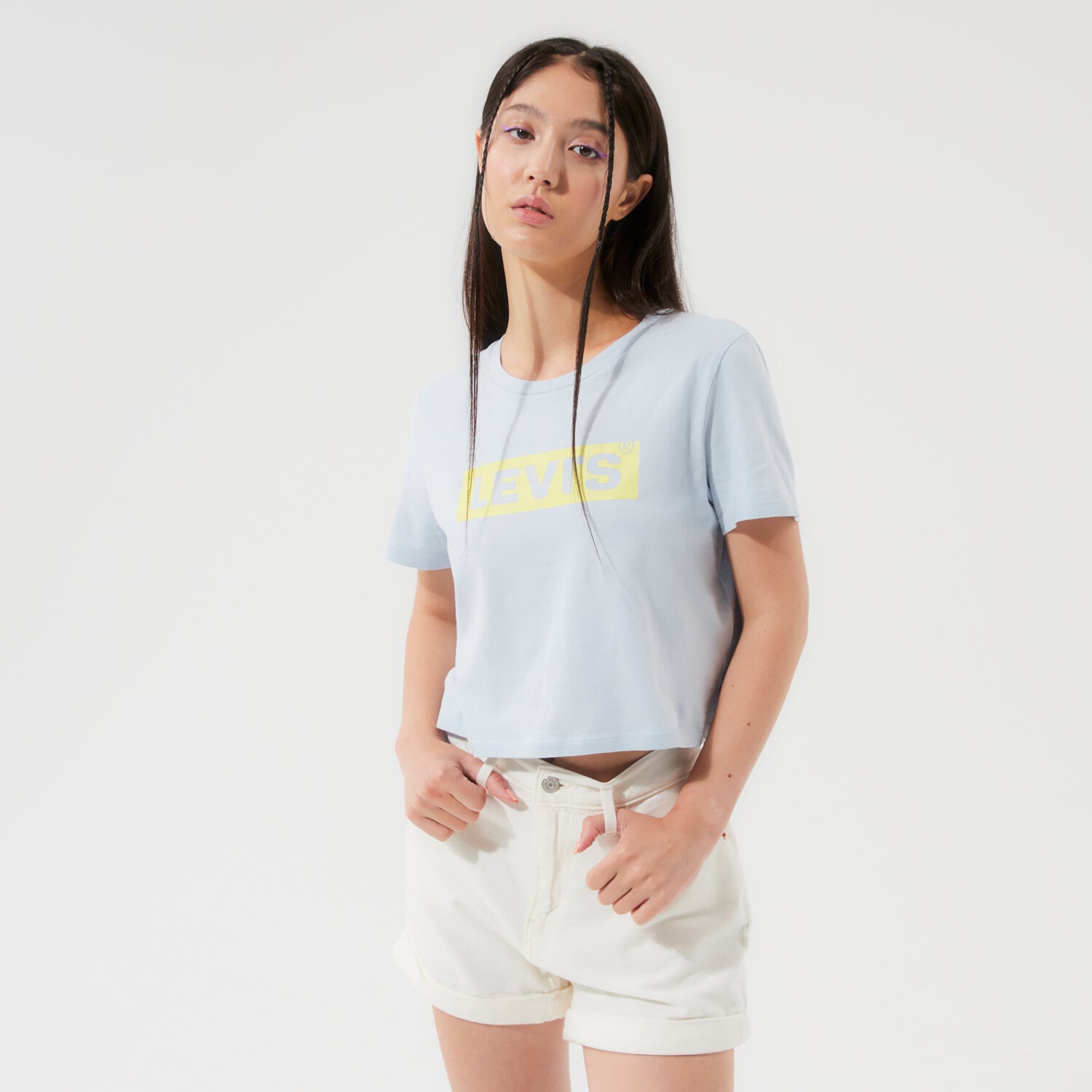 dámské tričko LEVI'S TRIČKO CROPPED JORDIE TEE A0785-0011 MODRÁ