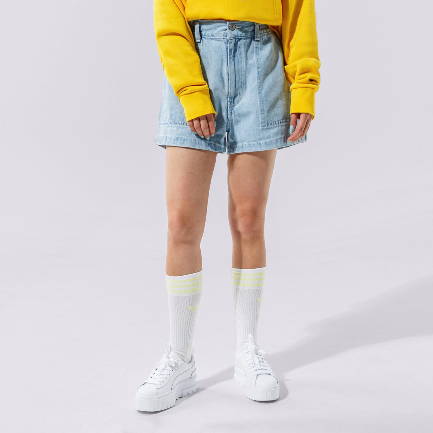 dámské kraťasy LEVI'S ŠORTKY  HIGH WAIST A LINE SHORT A0973-0001 MODRÁ