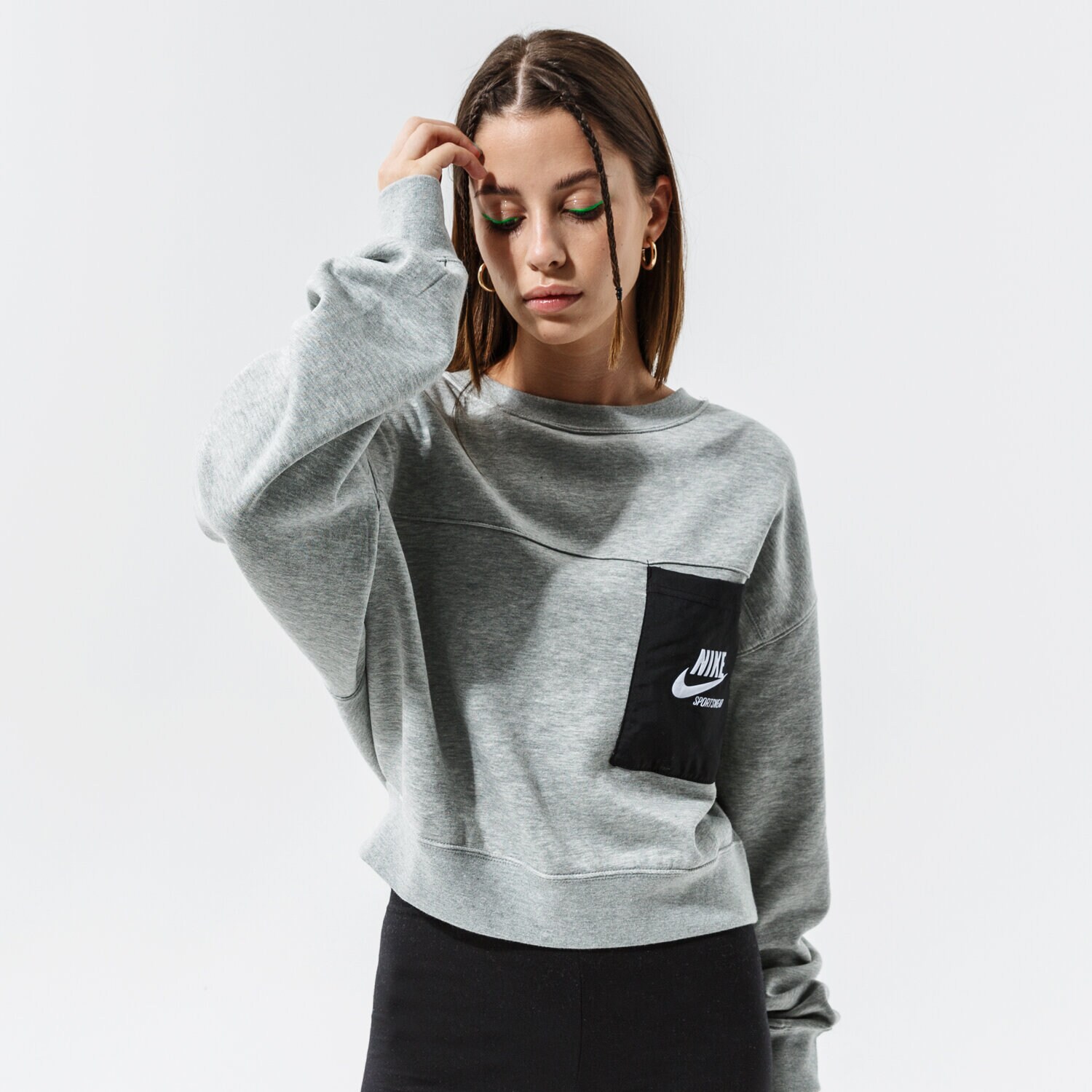 dámská mikina NIKE MIKINA W NSW FLC CREW HTG DD5669-063 ŠEDÁ