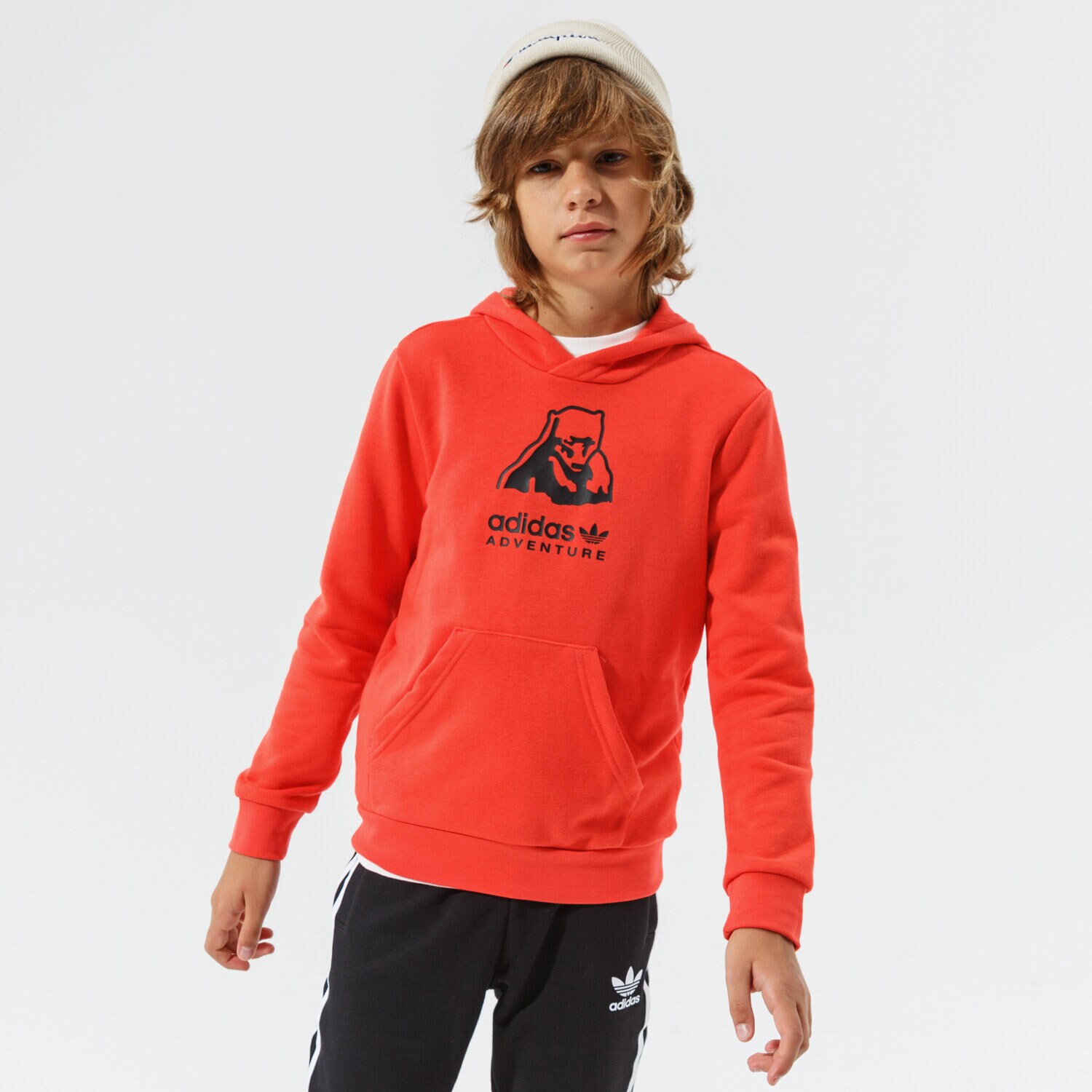 dětská mikina ADIDAS MIKINA S KAPUCÍ HOODIE BOY H31226 ČERVENÁ