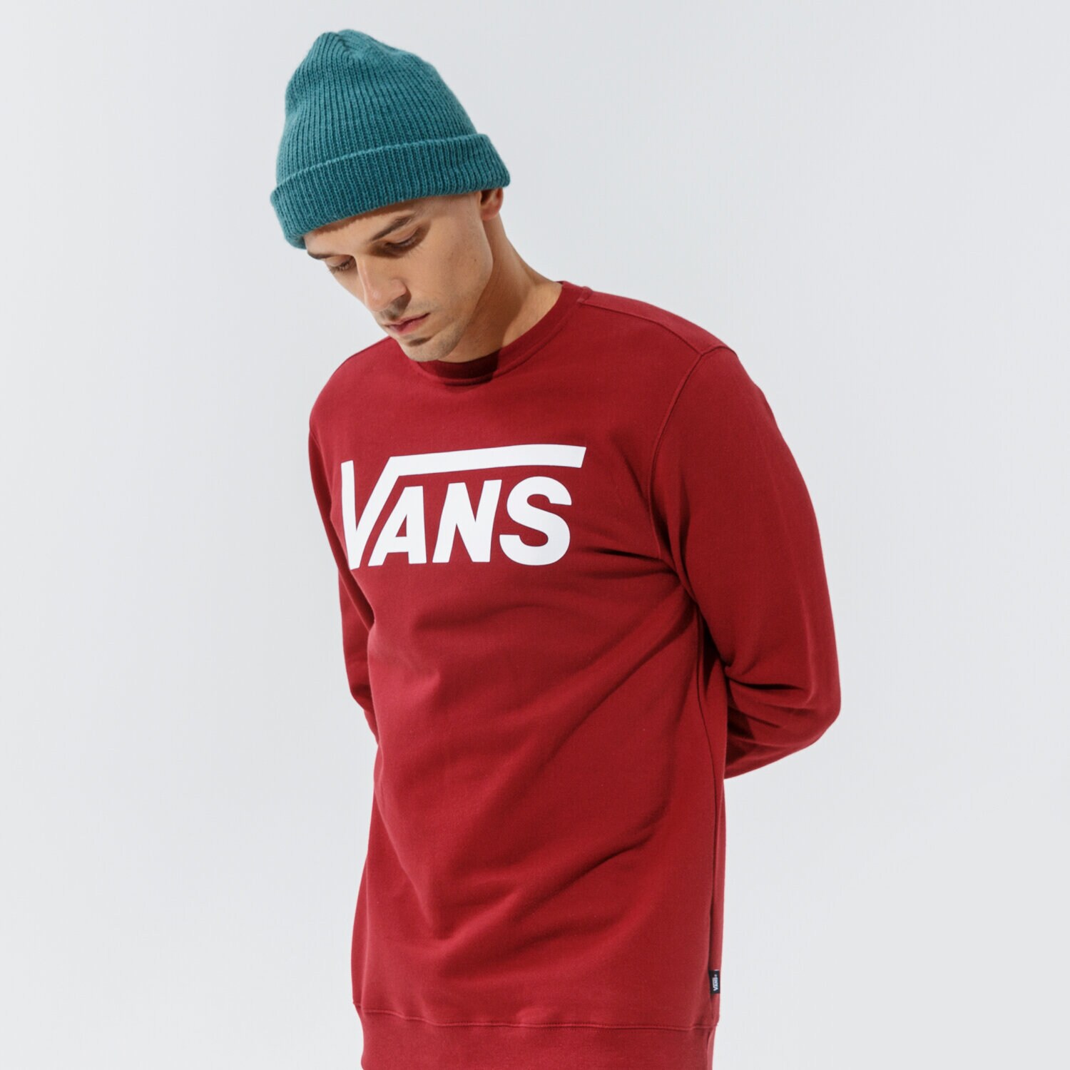 pánská mikina VANS MIKINA VANS CLASSIC CREW II VN0A456AZBS1 BORDOVÁ