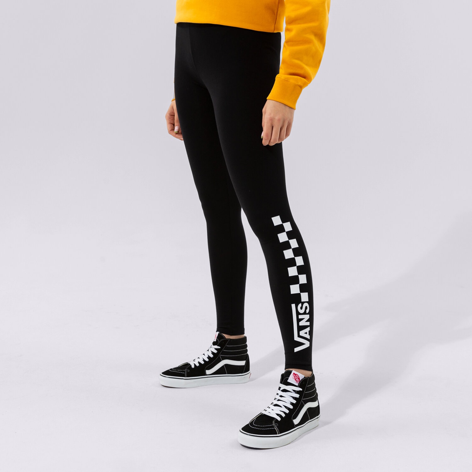 dámské kalhoty VANS LEGGINGS CHECKERBOARD VN0A4S9WBLK1 ČERNÁ