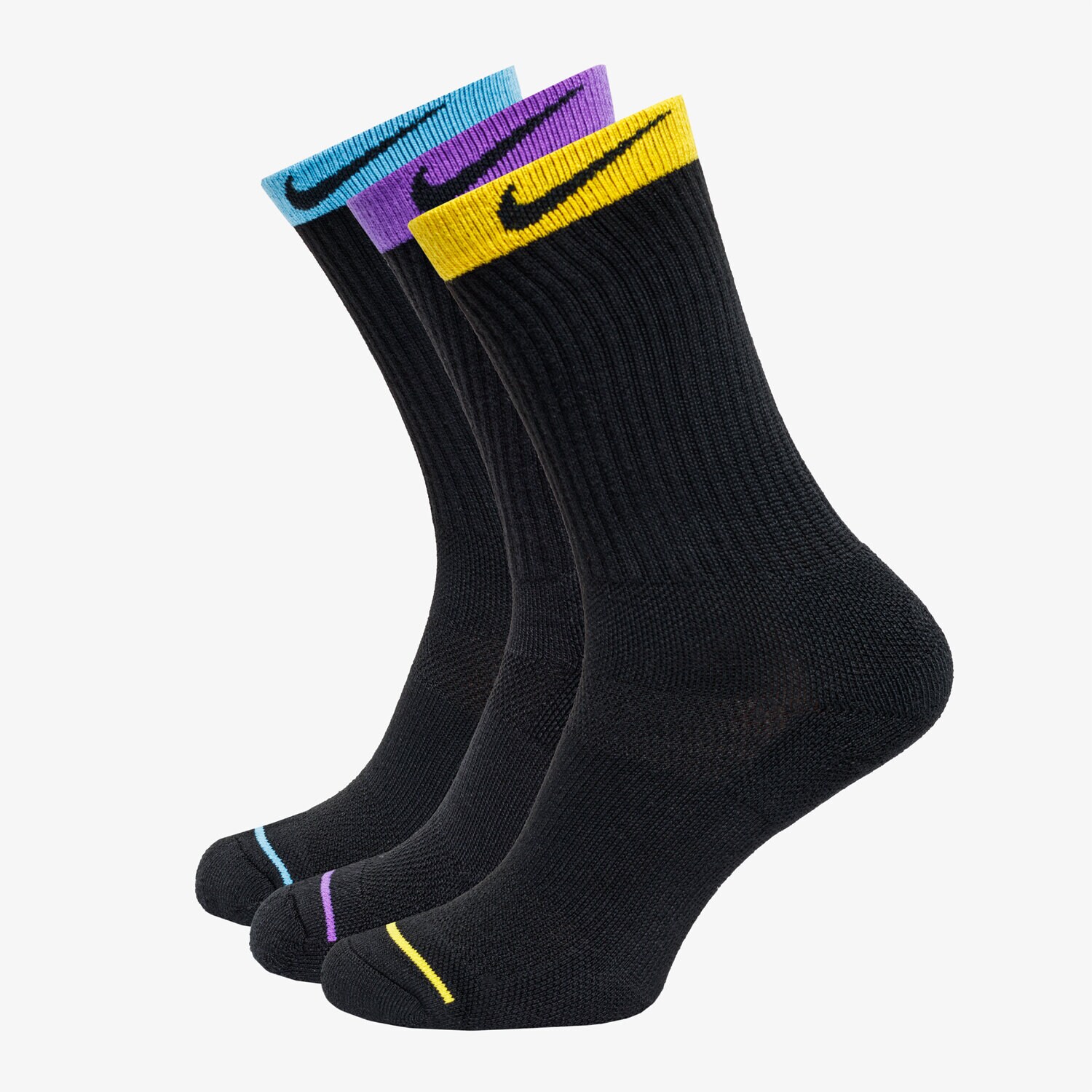 dámské ponožky NIKE PONOŽKY U NK CREW 3PR HEMTAPE DA5043-010 ČERNÁ
