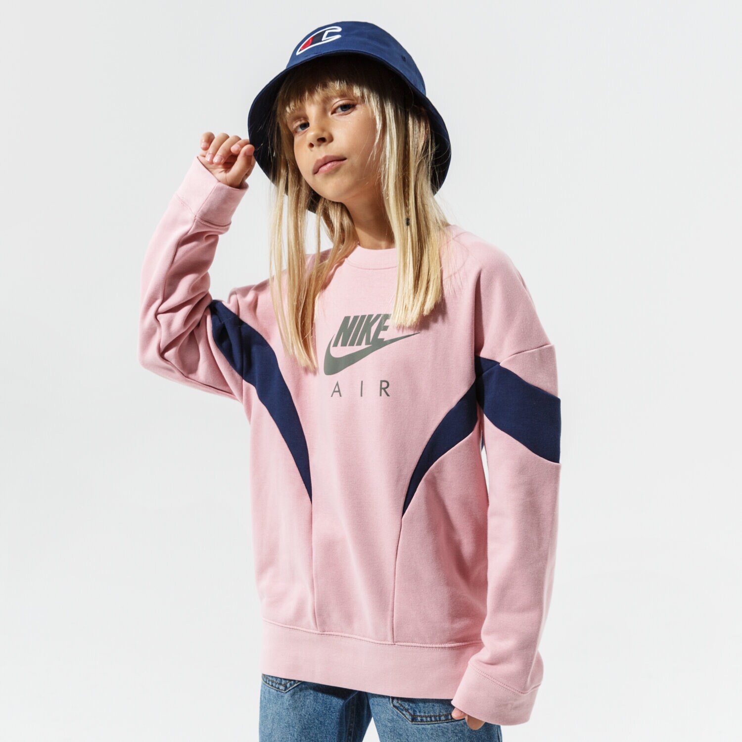 dětská mikina NIKE MIKINA G NSW AIR FT BF CREW GIRL DD7135-630 RŮŽOVÁ