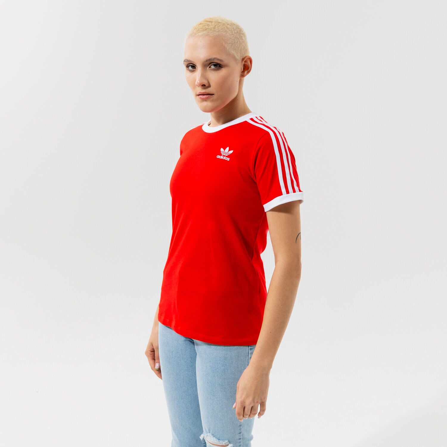 dámské tričko ADIDAS TRIČKO 3 STRIPES TEE H33575 ČERVENÁ