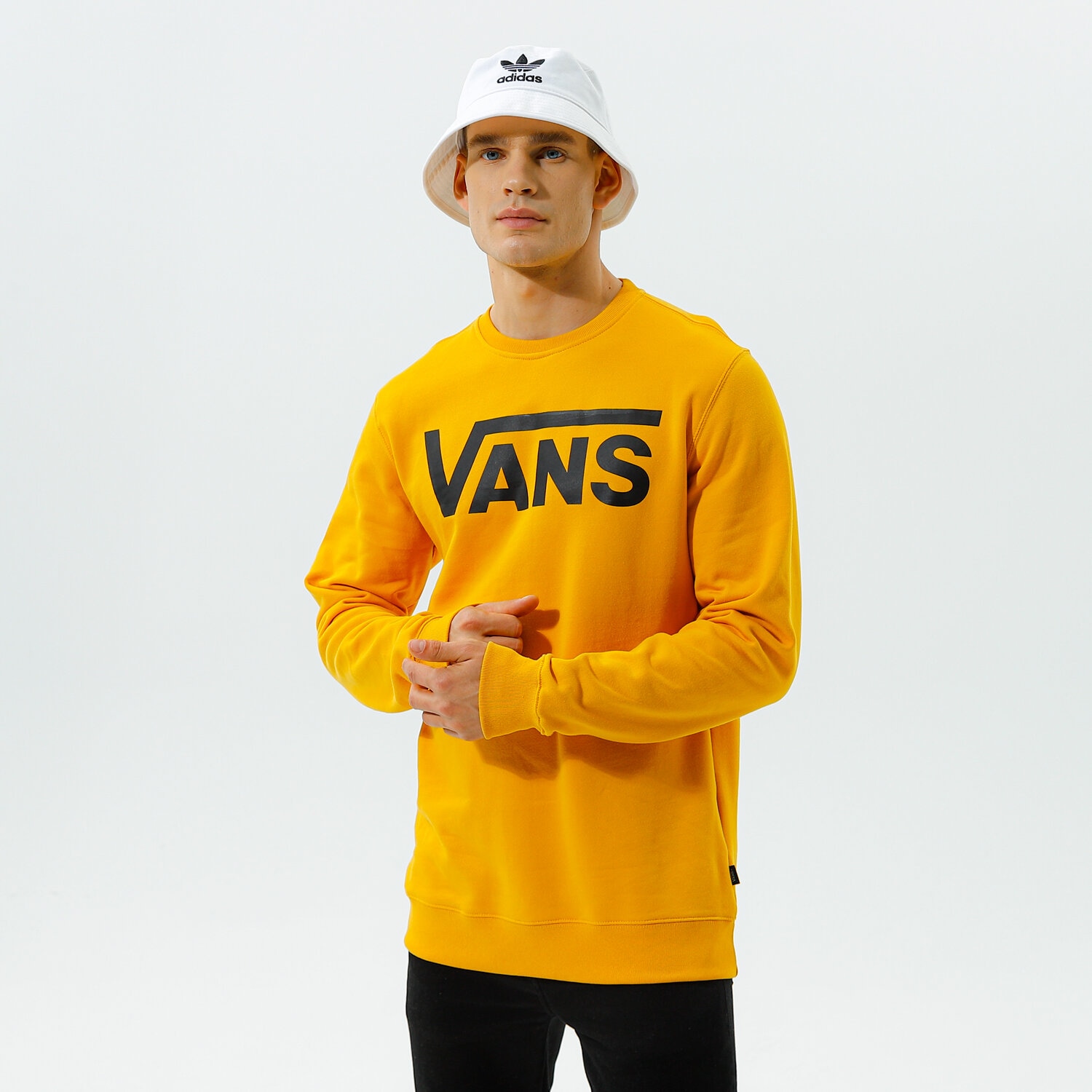 pánská mikina VANS MIKINA VANS CLASSIC CREW II VN0A456ALSV1 ŽLUTÁ