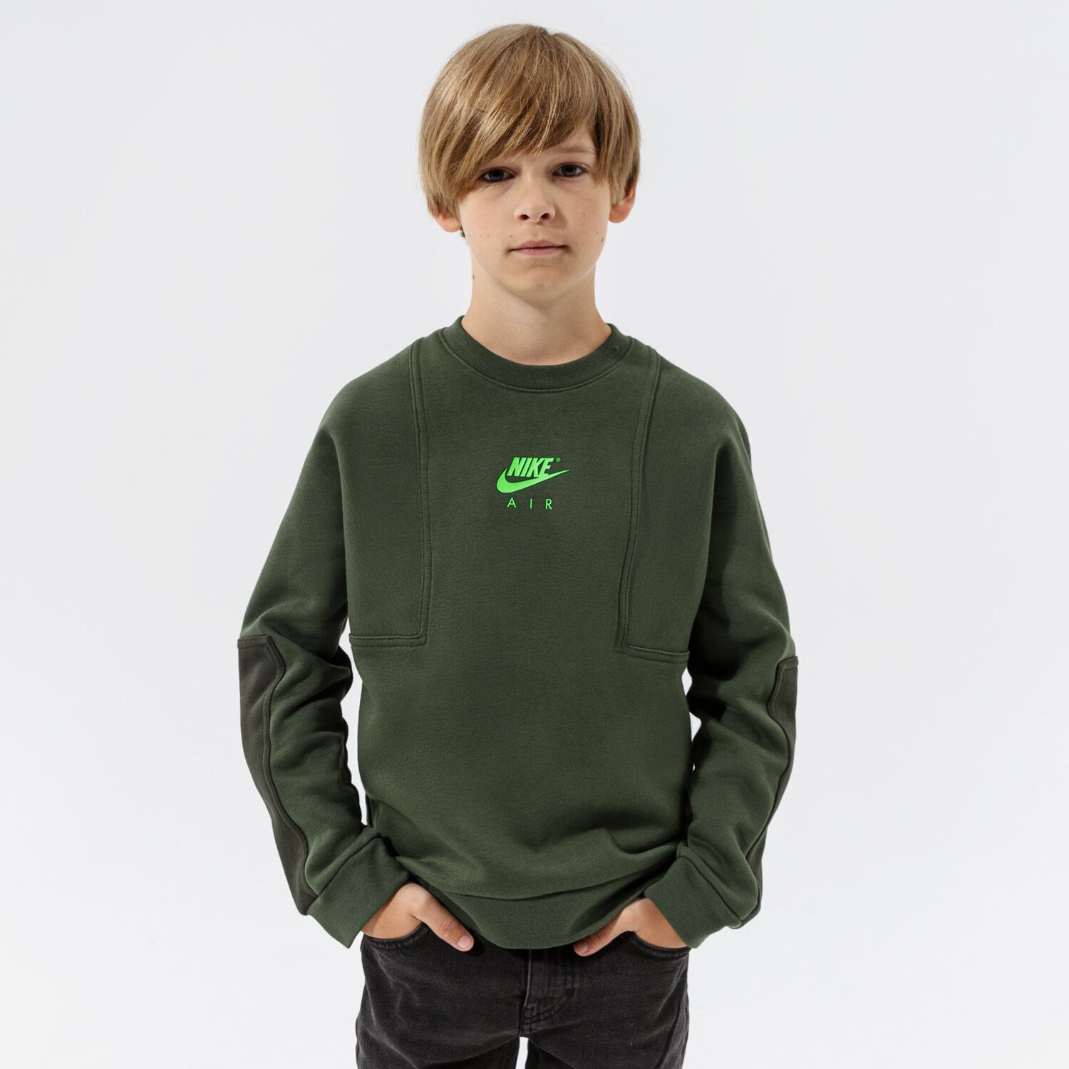 dětská mikina NIKE MIKINA B NSW AIR CREW BOY DD8709-335 KHAKI