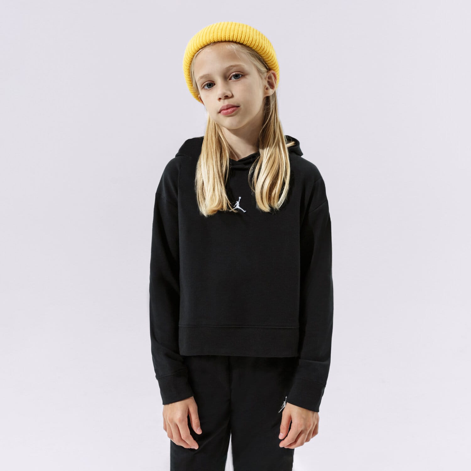 dětská mikina JORDAN MIKINA S KAPUCÍ ESSENTIALS BOXY PO G GIRL 45A858-023 ČERNÁ