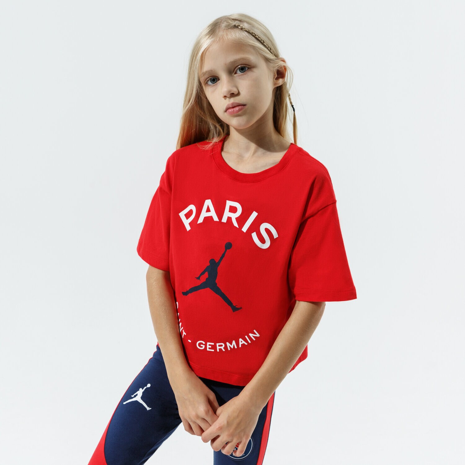 dětské tričko JORDAN TRIČKO PSG BOXY TEE GIRL 4JA590-U10 ČERVENÁ