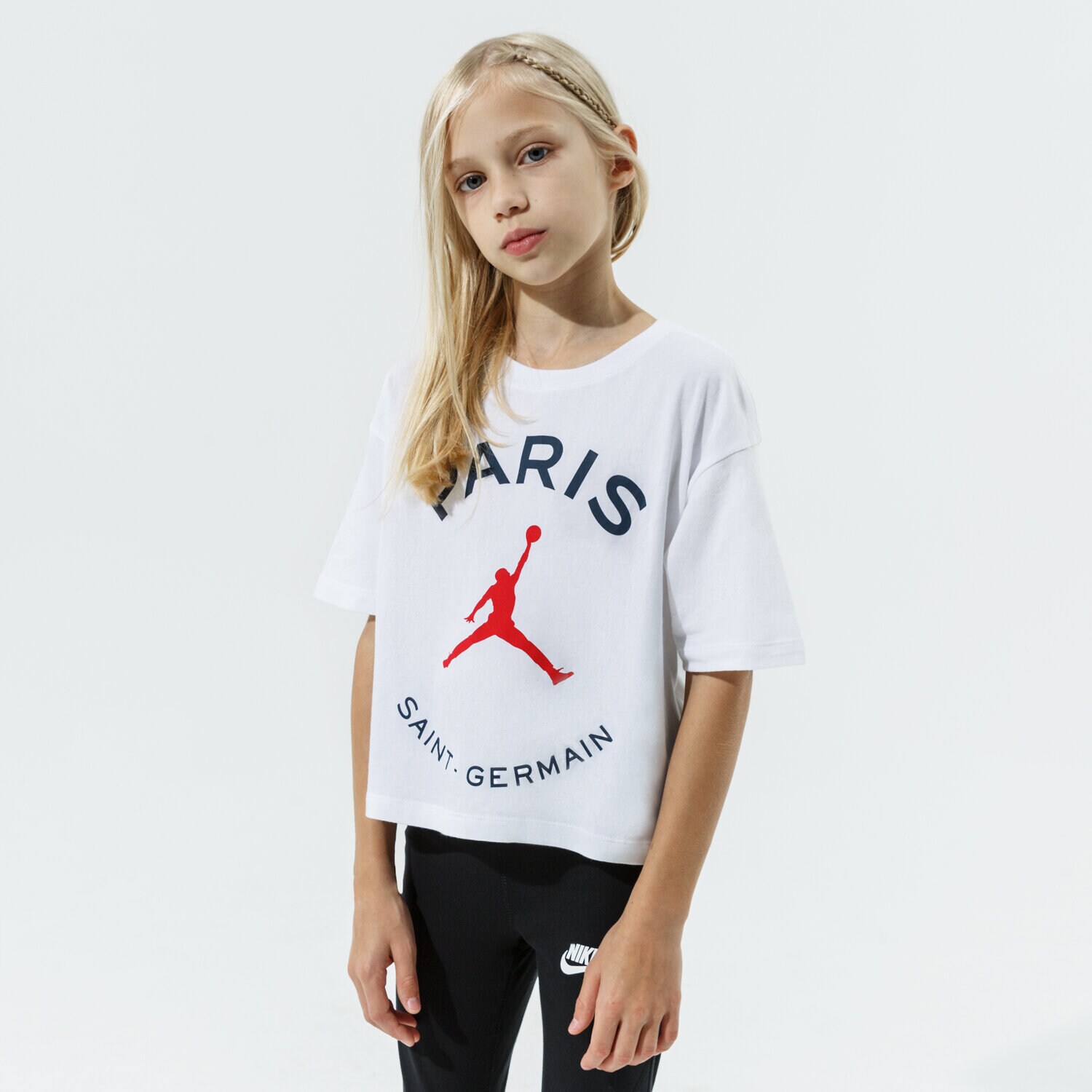 dětské tričko JORDAN TRIČKO PSG BOXY TEE GIRL 4JA590-001 BÍLÁ