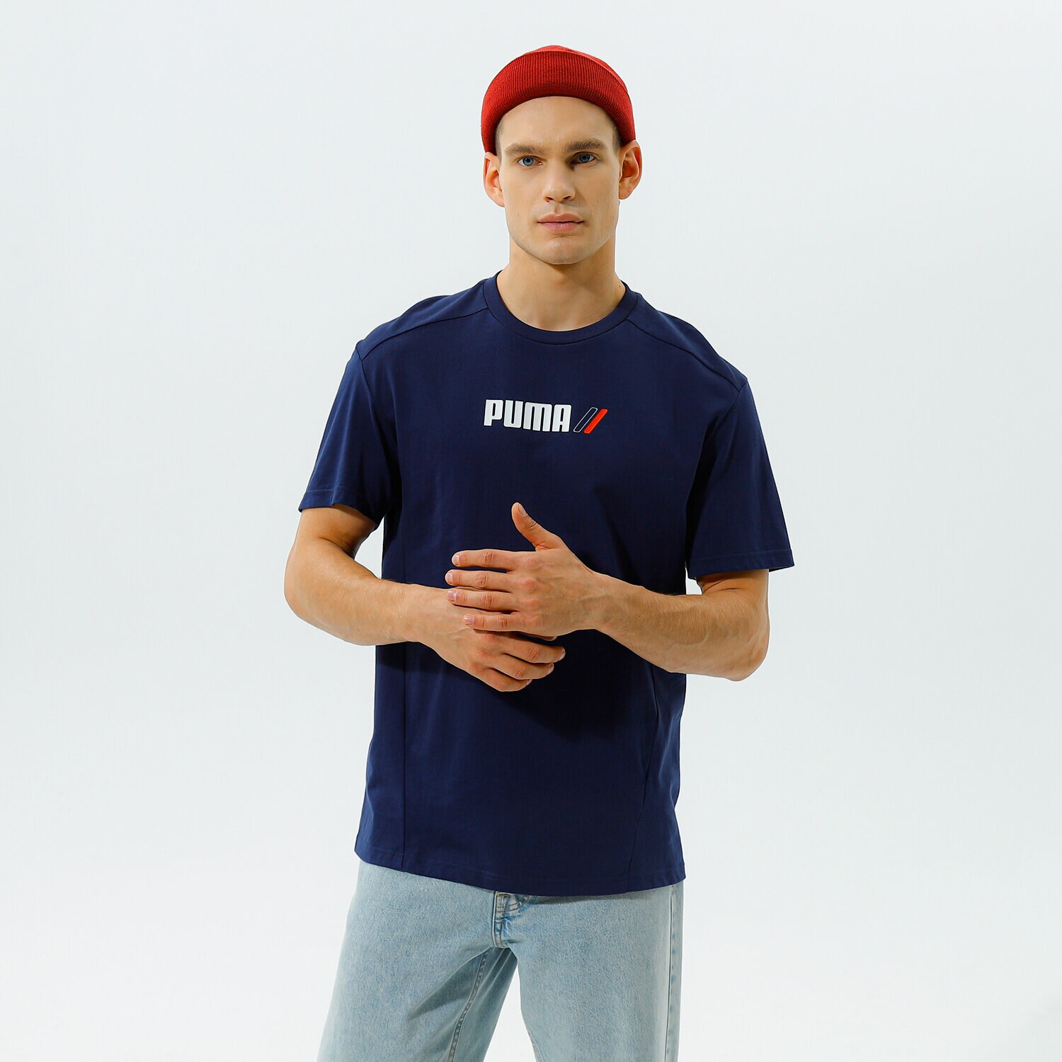 pánské tričko PUMA TRIČKO RAD/CAL TEE - PEACOAT 58938506 TMAVOMODRÁ