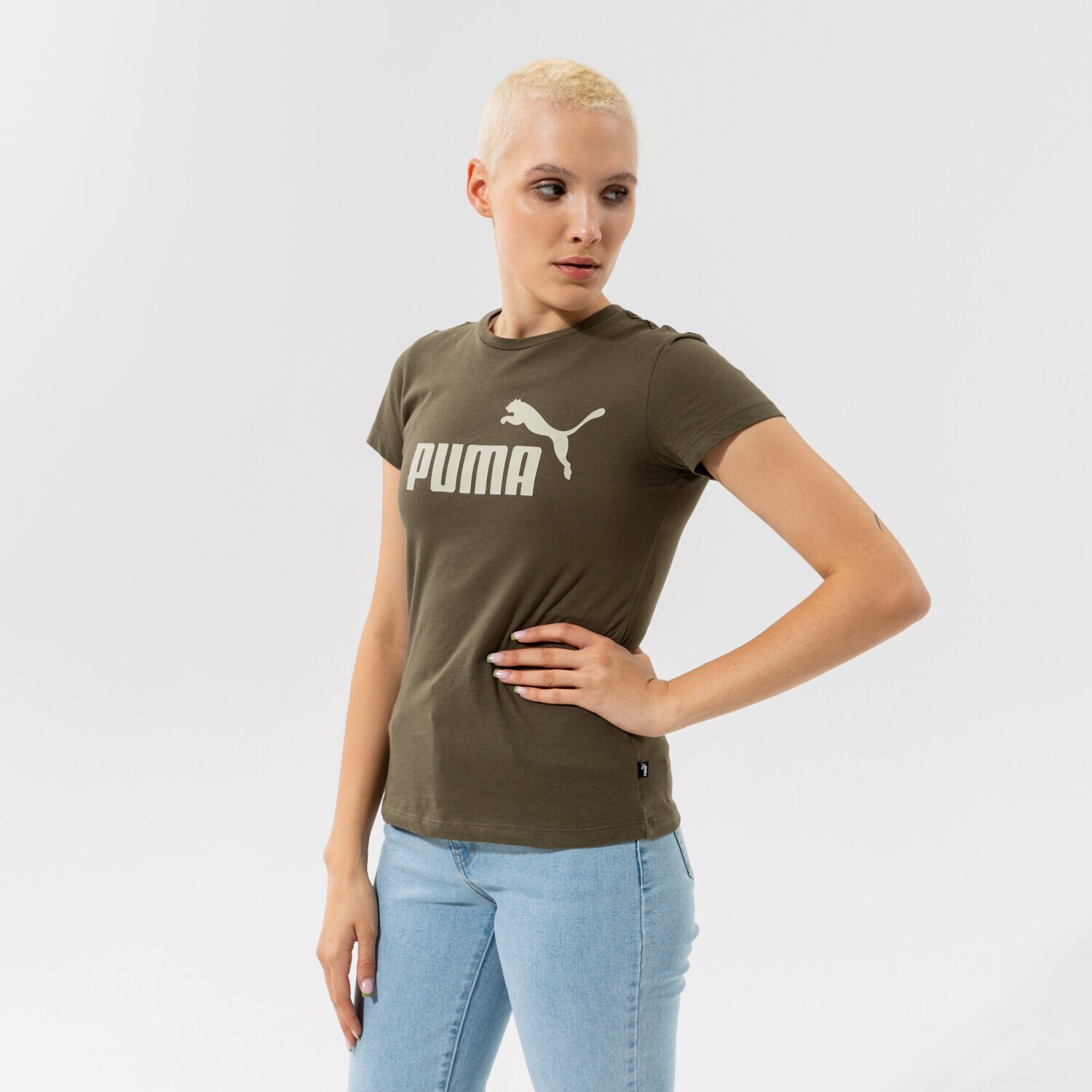 dámské tričko PUMA TRIČKO ESS LOGO TEE (S) - GRAPE LEAF 58677544 KHAKI