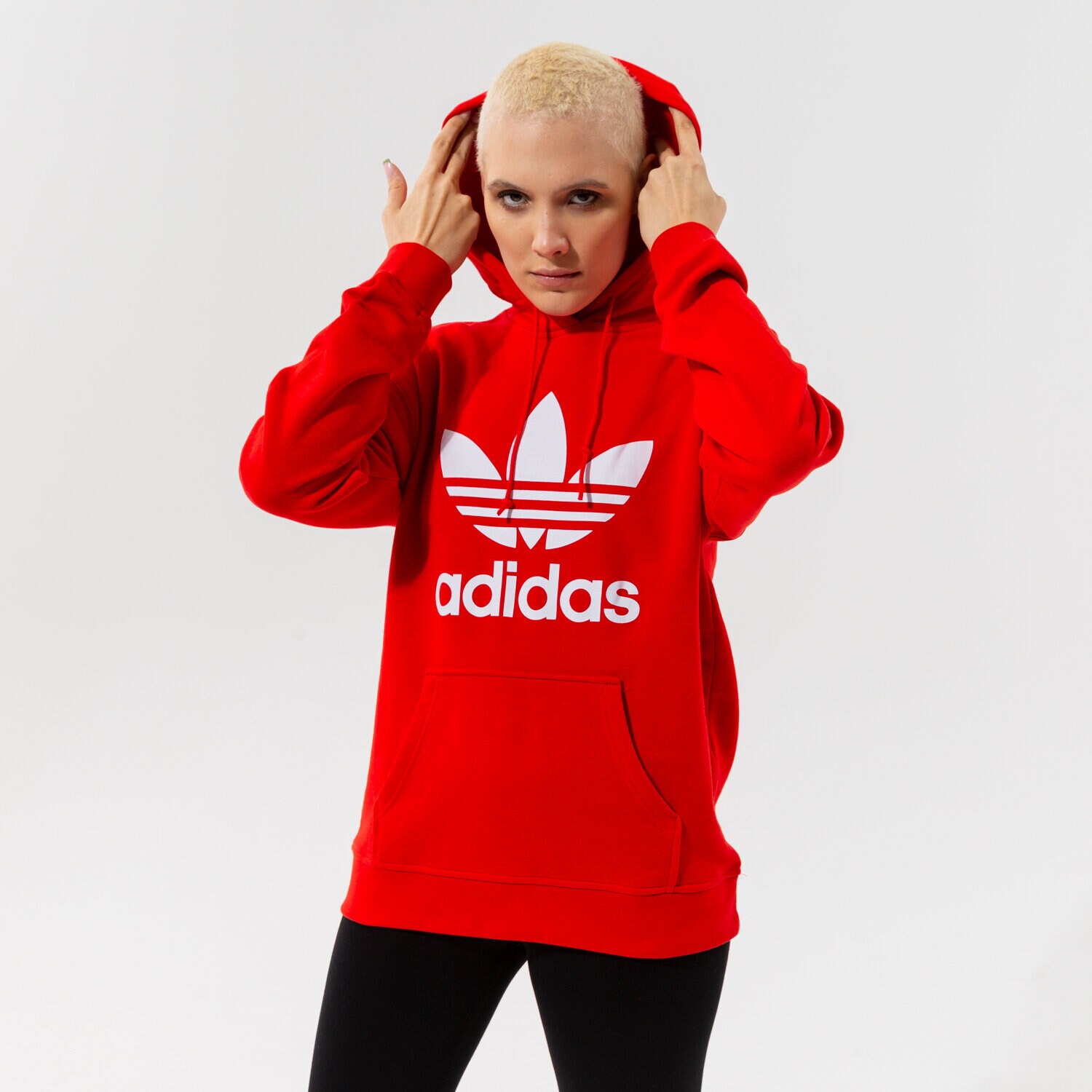 dámská mikina ADIDAS MIKINA S KAPUCÍ TRF HOODIE H33588 ČERVENÁ