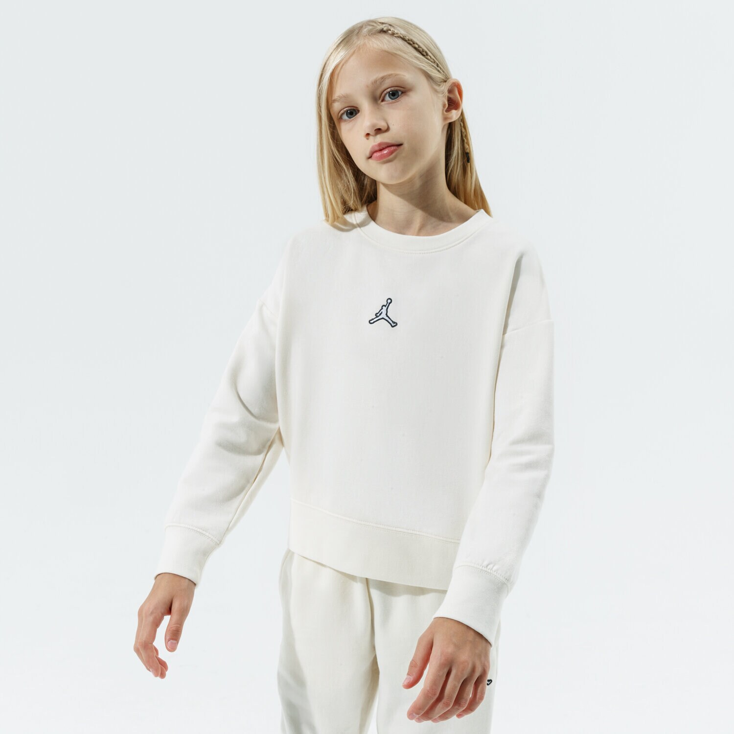 dětská mikina JORDAN MIKINA JORDAN ESSENTIALS CREW GIRL 45A859-W5T BÉŽOVÁ