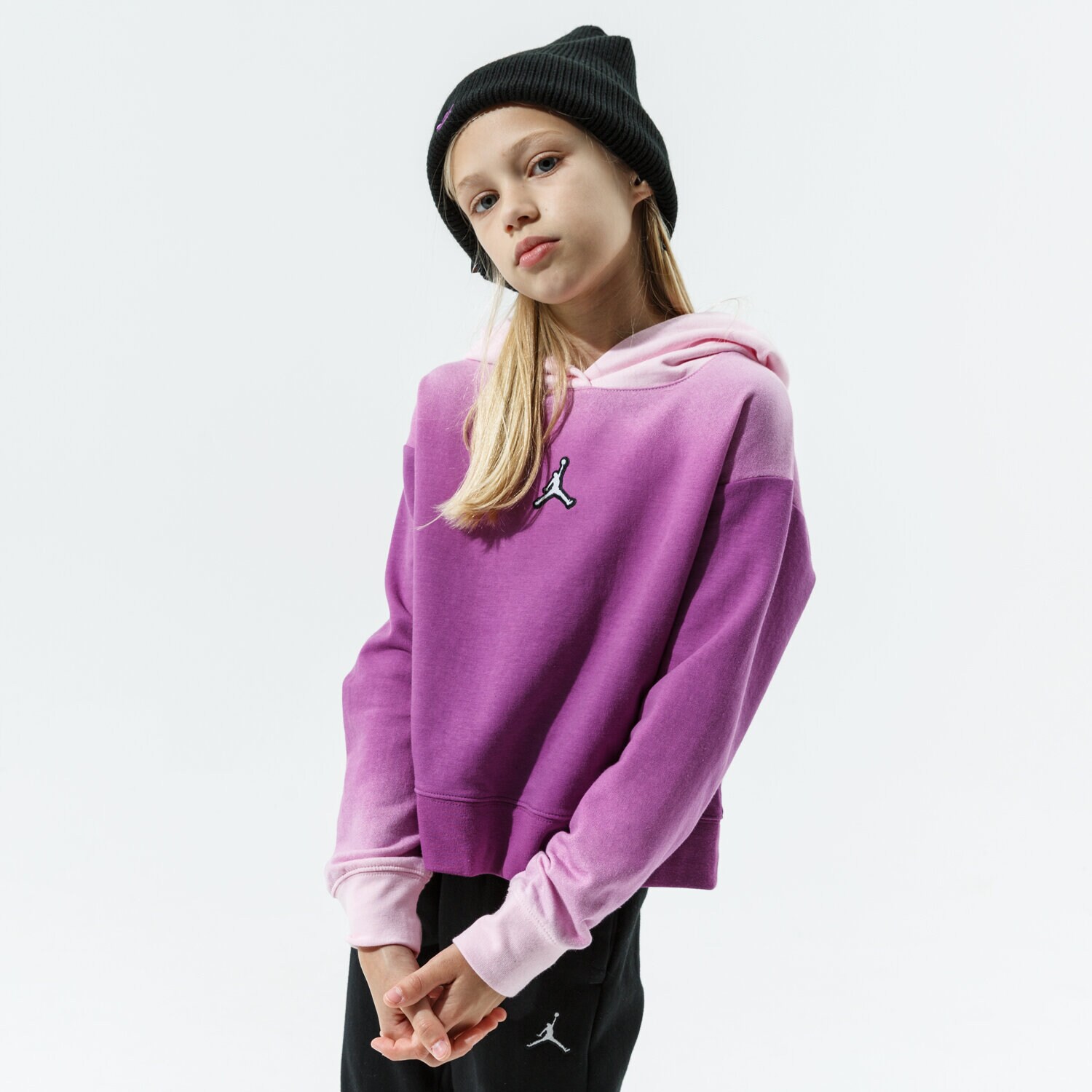 dětská mikina JORDAN MIKINA S KAPUCÍ JORDAN ESSENTIALS GIRL 45A881-P1G FIALOVÁ