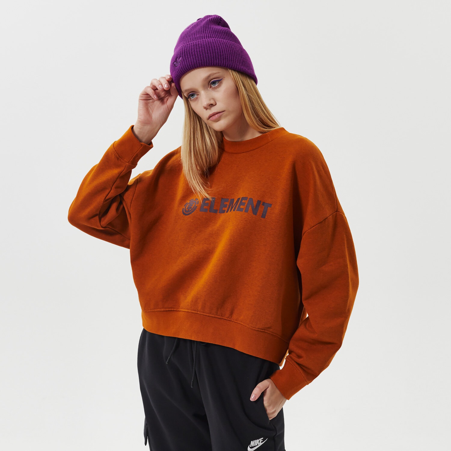 dámská mikina ELEMENT MIKINA LOGIC CREW W Z3CRB23700 HNĚDÁ