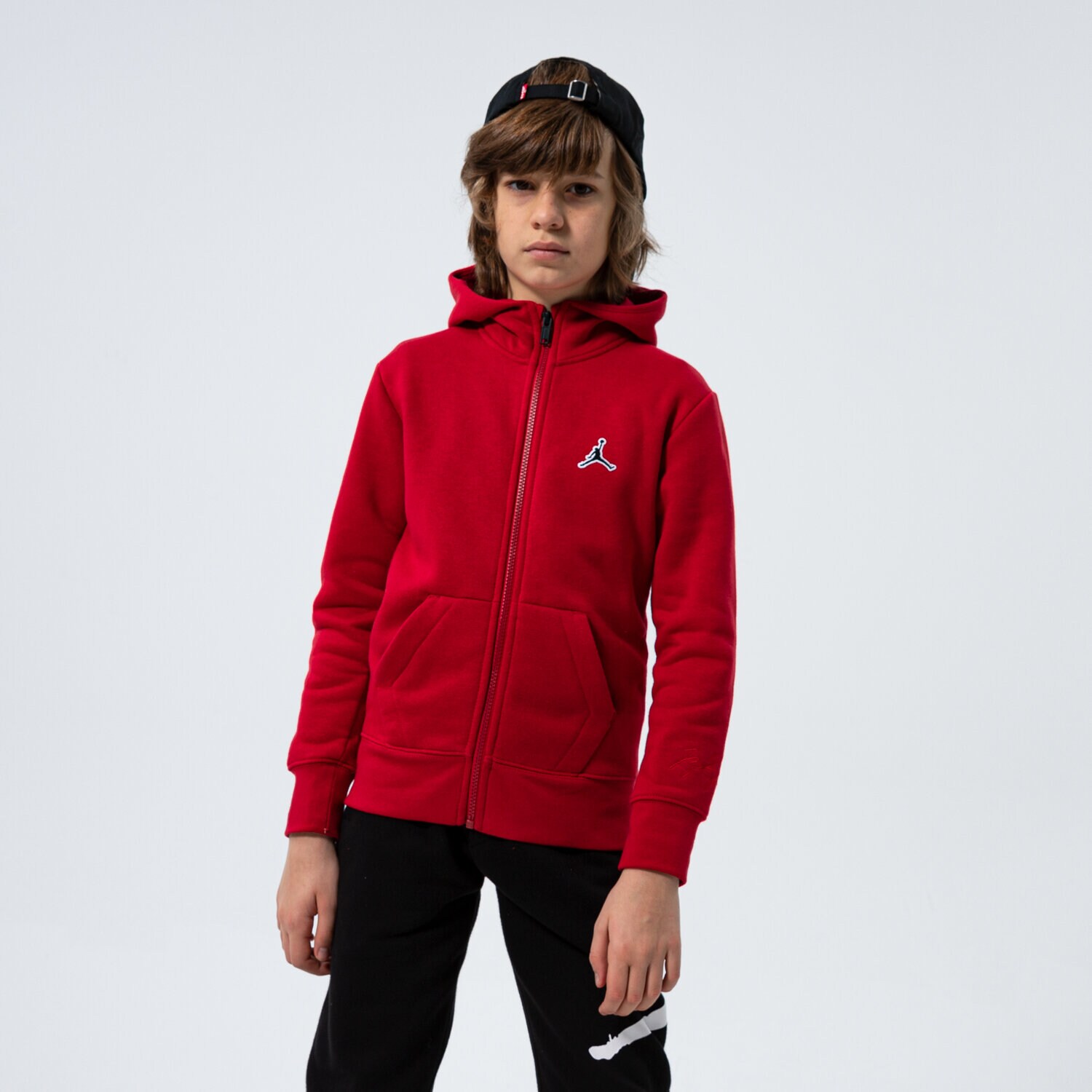 dětská mikina JORDAN MIKINA ROZEPÍNACÍ S KAPUCÍ FZ HOODIE BOY 95A714-R78 ČERVENÁ