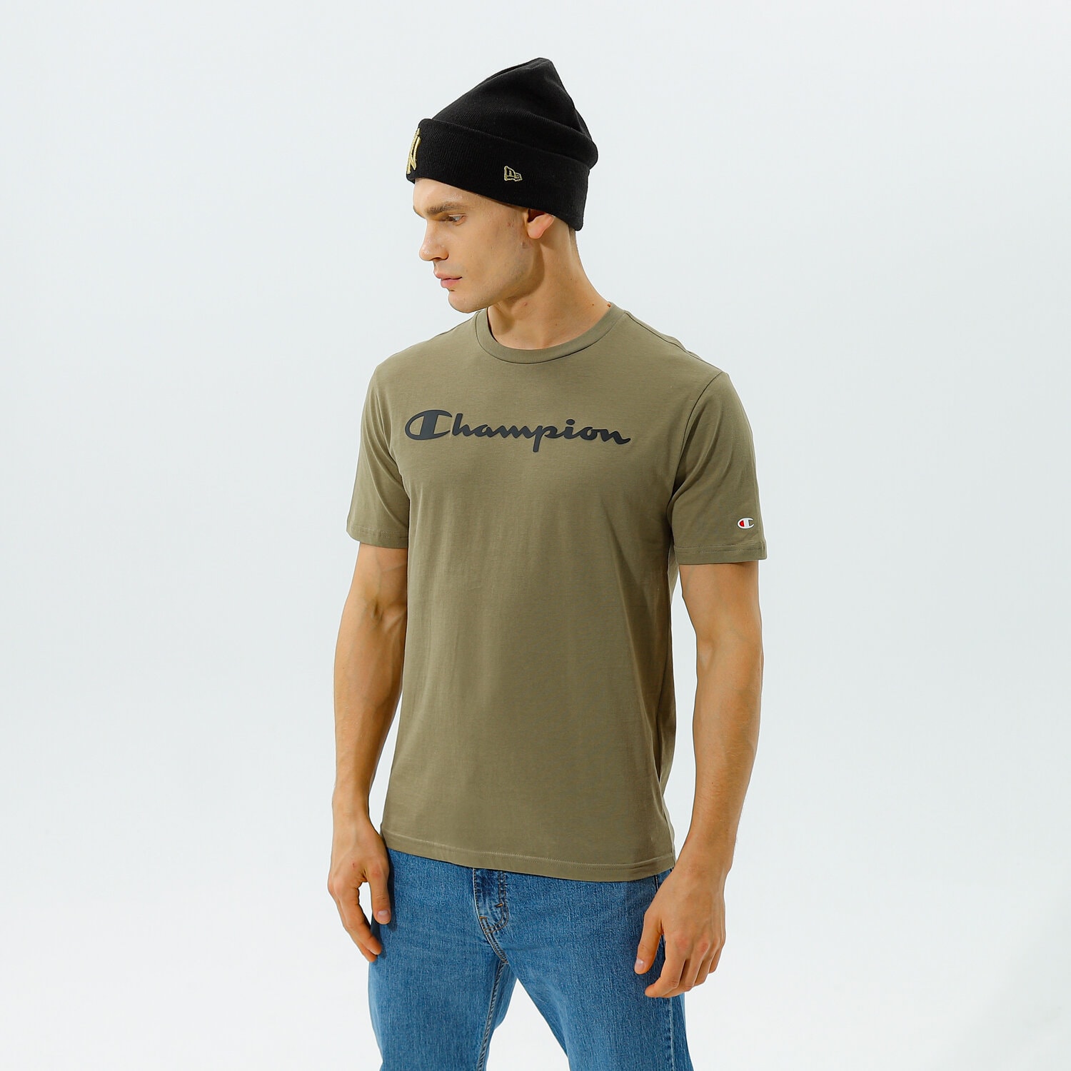 pánské tričko CHAMPION TRIČKO CREWNECK TRIČKO 214747GS044 KHAKI