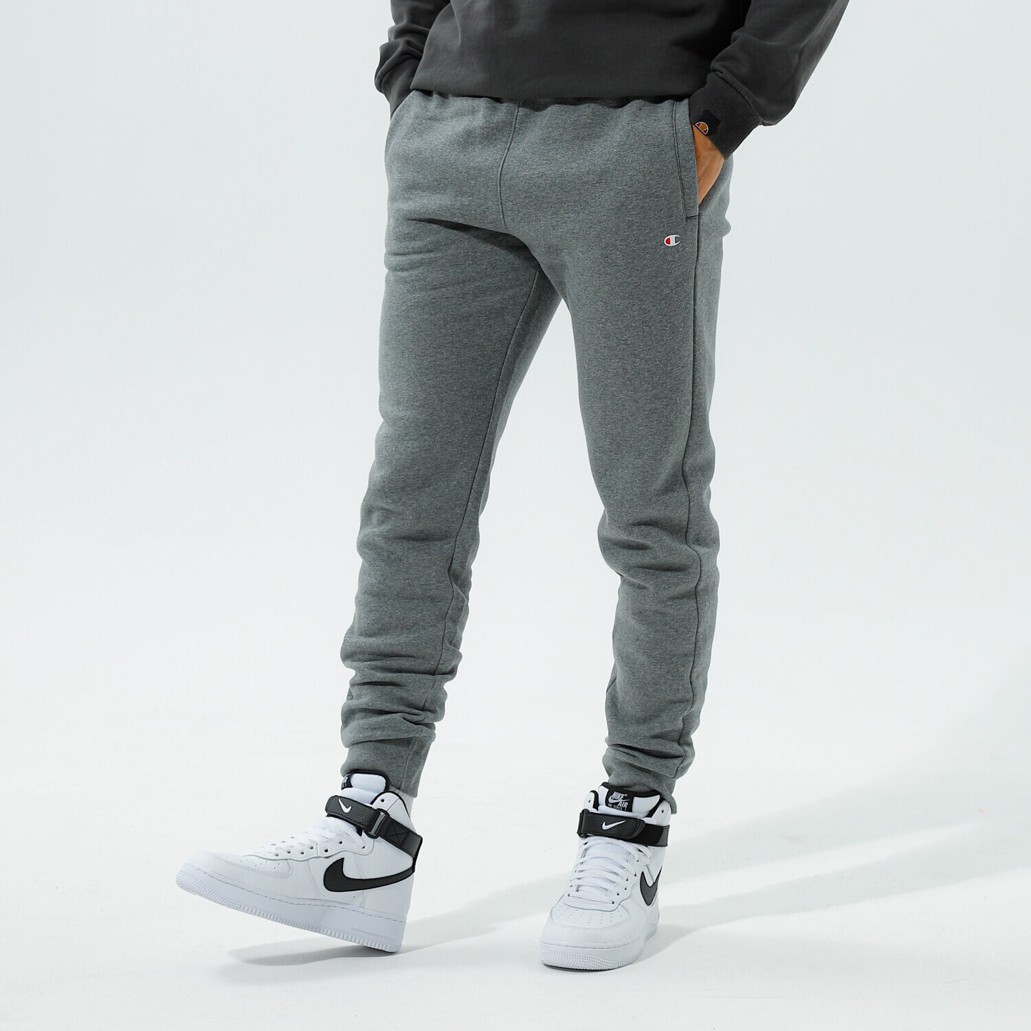 pánské kalhoty CHAMPION KALHOTY  RIB CUFF PANTS 214962EM515 ŠEDÁ