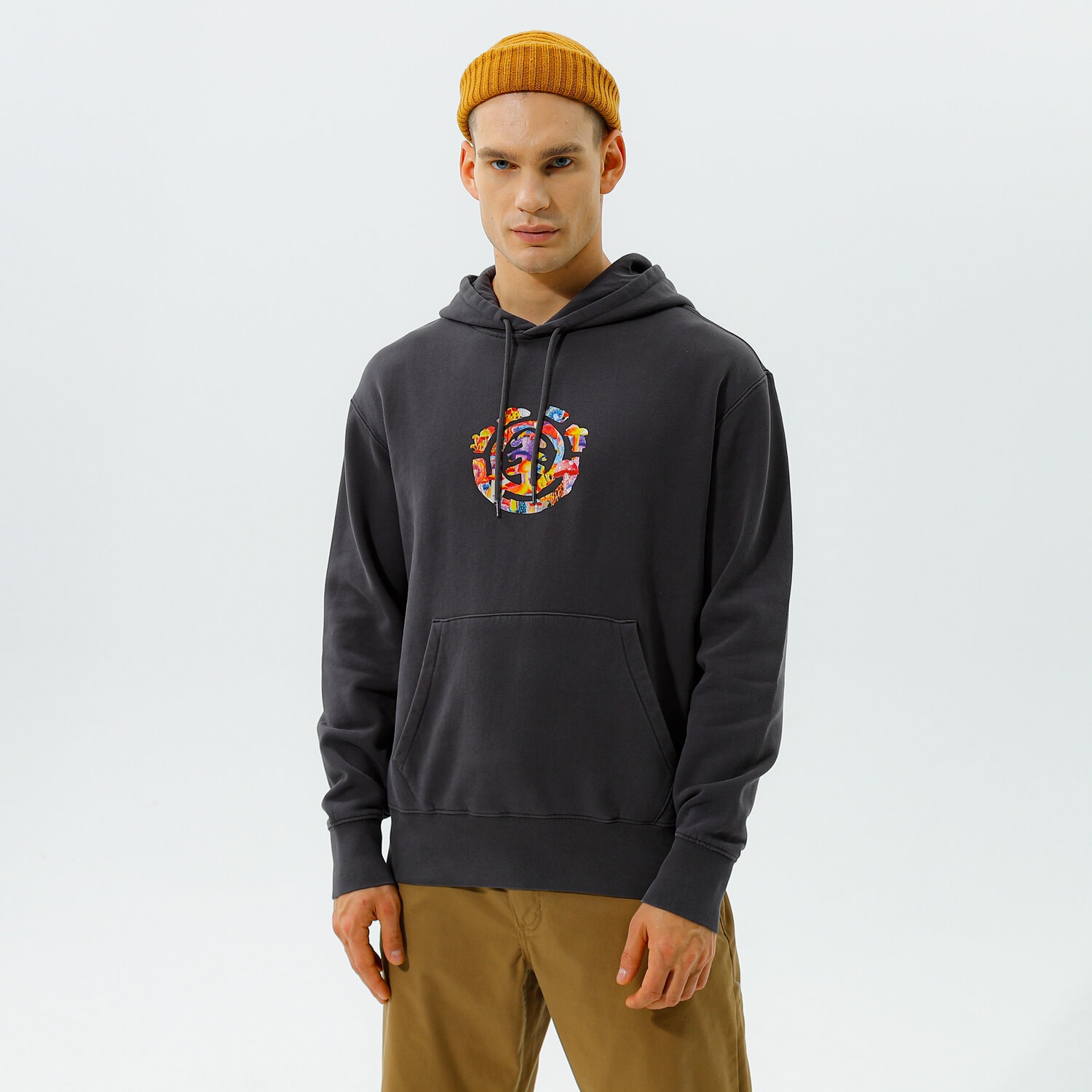 pánská mikina ELEMENT MIKINA S KAPUCÍ SHROOMS TREE PO Z1HOC7328 ČERNÁ