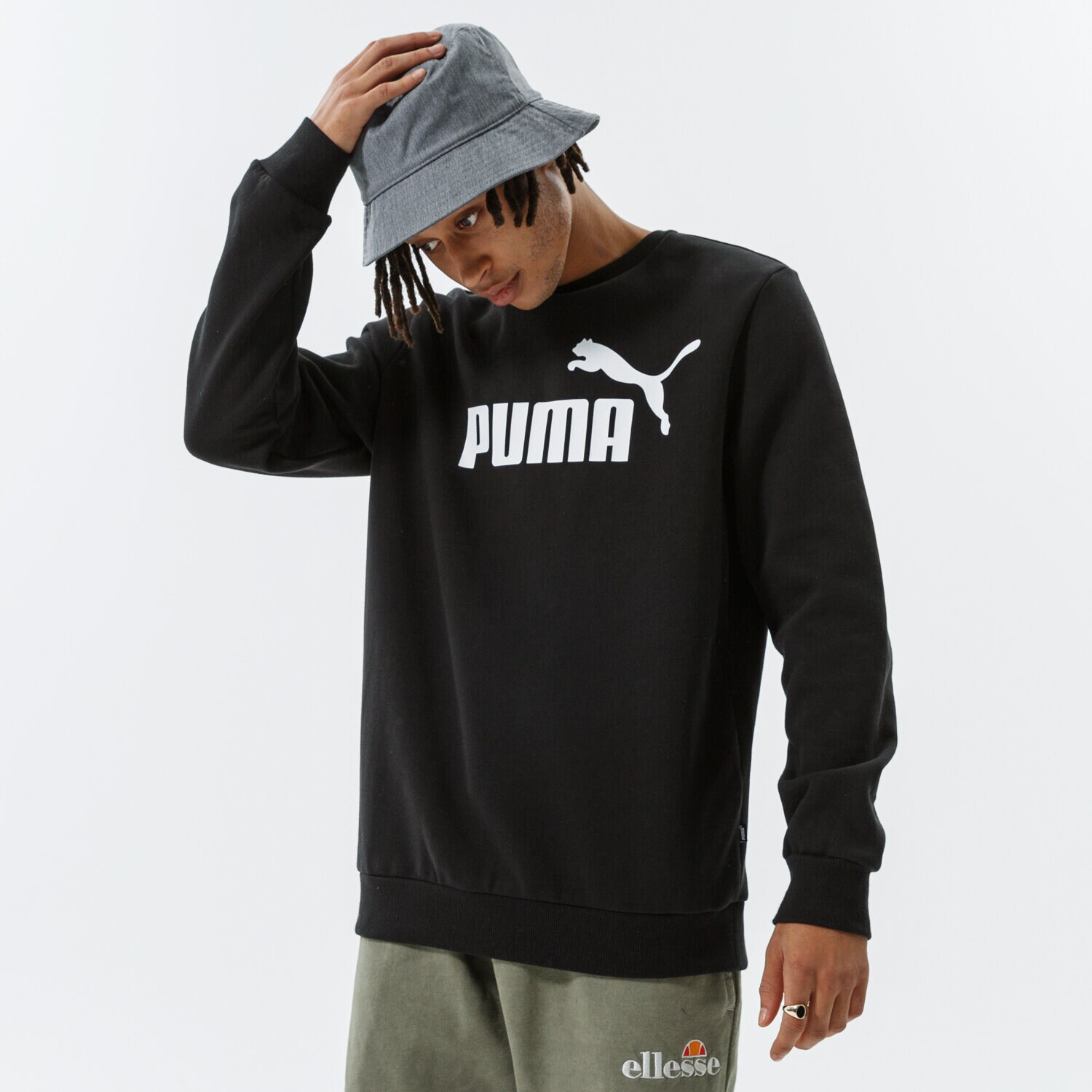 pánská mikina PUMA MIKINA ESS BIG LOGO CREW FL - PUMA BLACK 58667801 ČERNÁ
