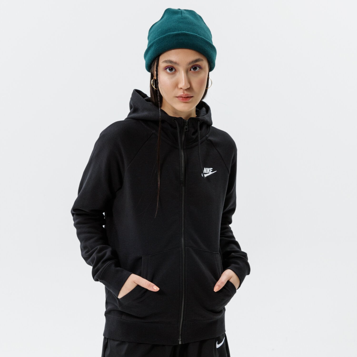 dámská mikina NIKE MIKINA ROZEPÍNACÍ S KAPUCÍ NIKE SPORTSWEAR ESSENTIAL BV4122-010 ČERNÁ