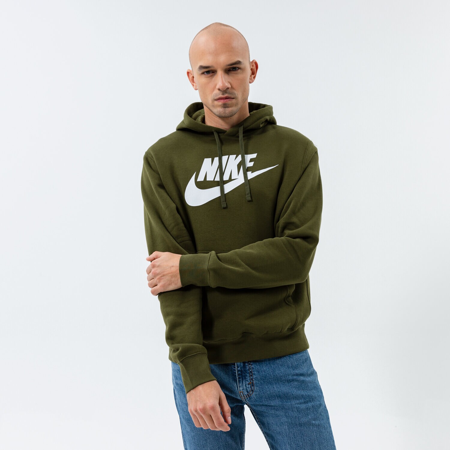 pánská mikina NIKE MIKINA S KAPUCÍ SPORTSWEAR CLUB FLEECE BV2973-327 KHAKI