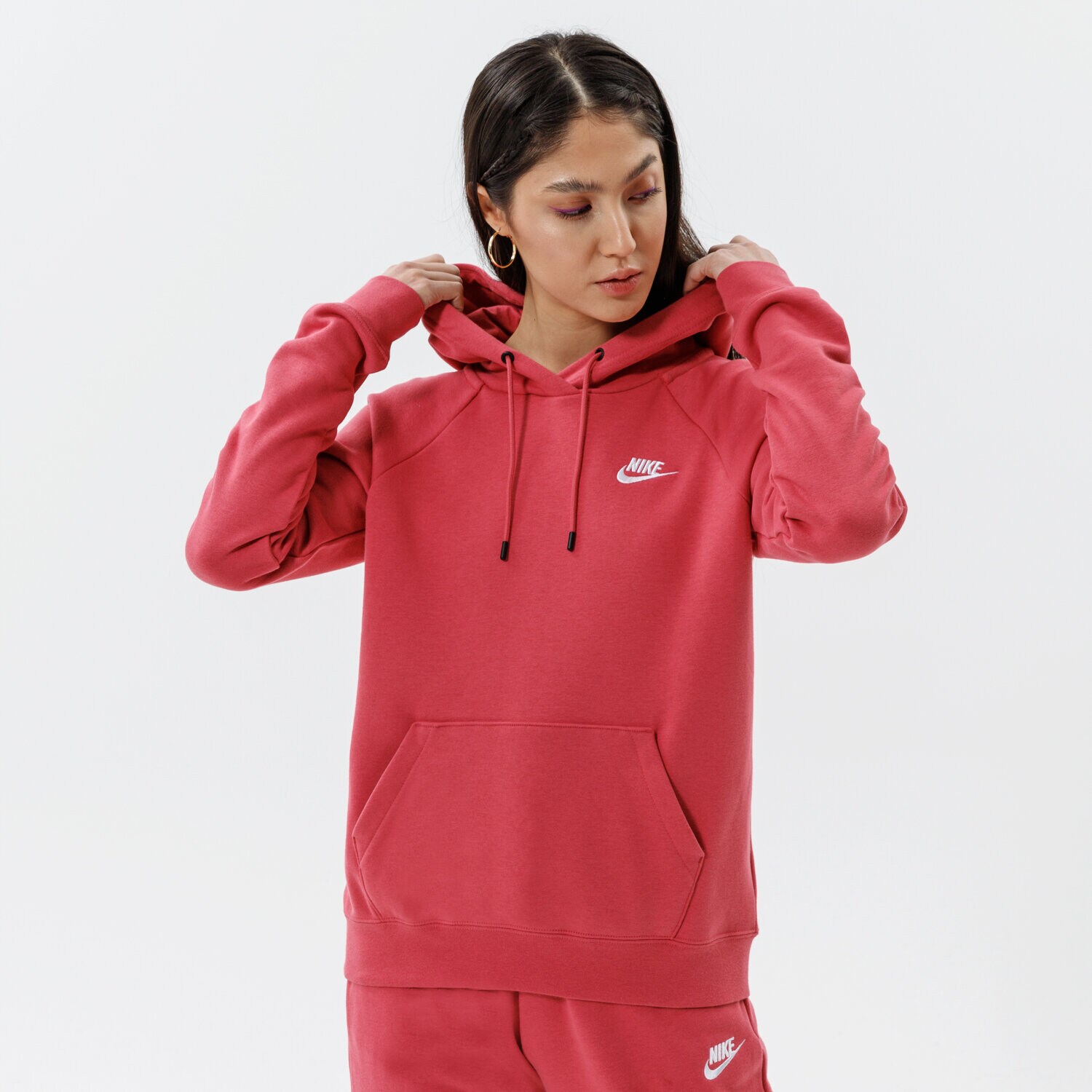 dámská mikina NIKE MIKINA S KAPUCÍ SPORTSWEAR ESSENTIAL BV4124-622 RŮŽOVÁ