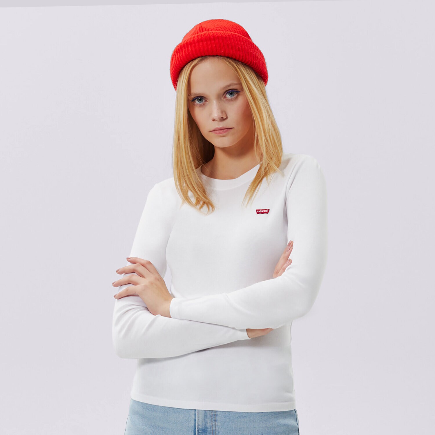 dámské tričko LEVI'S TRIČKO LS BABY TEE 69555-0000 BÍLÁ
