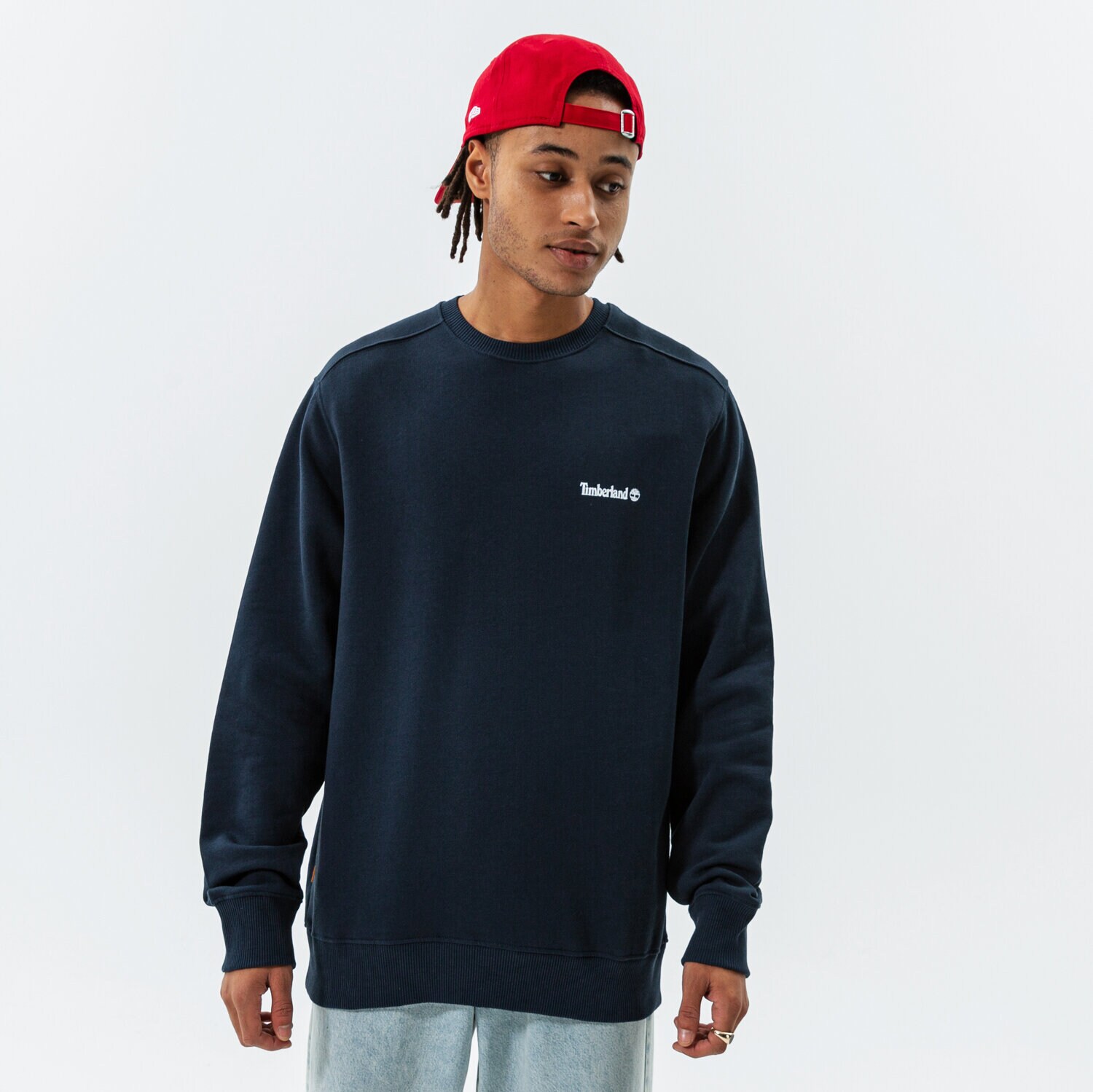 pánská mikina TIMBERLAND MIKINA CHEST LOGO CREW DARK SAPPHIRE TB0A5PDV4331 MODRÁ