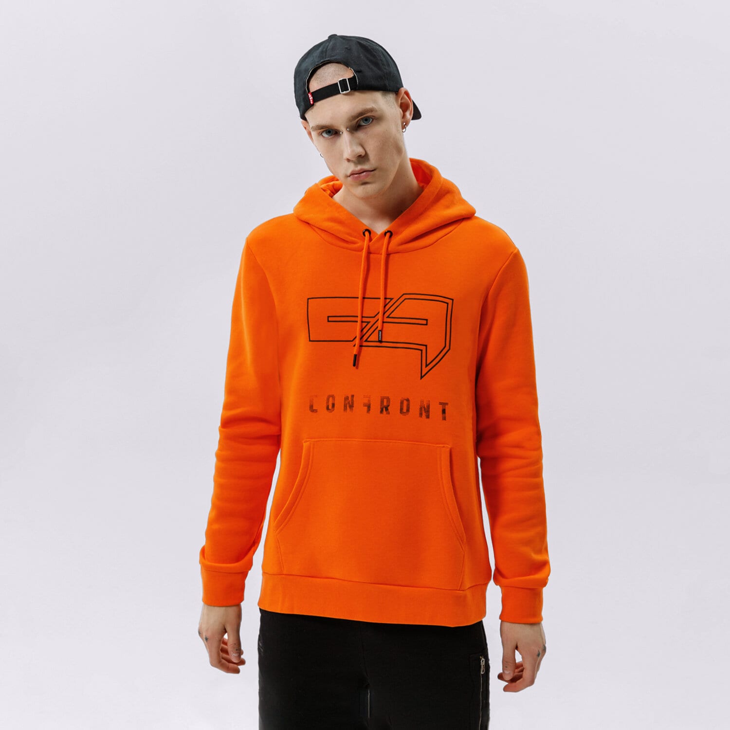 pánská mikina CONFRONT MIKINA S KAPUCÍ LOGO ORANGE CF321BLM31002 ORANŽOVÁ