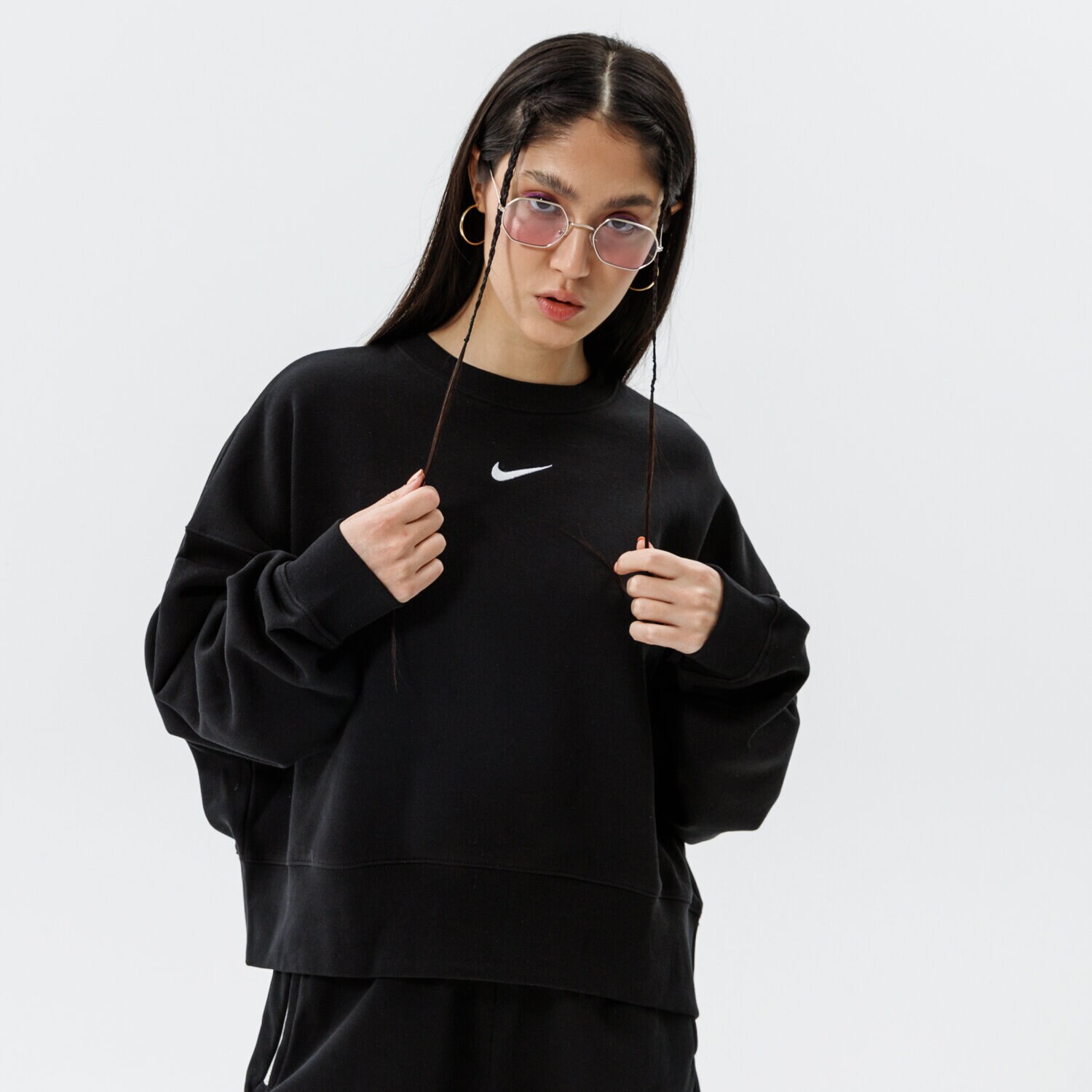 dámská mikina NIKE MIKINA W NSW ESSNTL FLC CREW CLCTN DJ7665-010 ČERNÁ