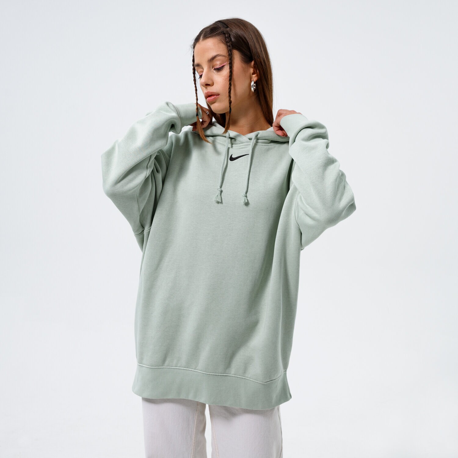 dámská mikina NIKE MIKINA S KAPUCÍ W   NSW ESSNTL CLCTN FLC OS HD DJ7668-017 ZELENÁ