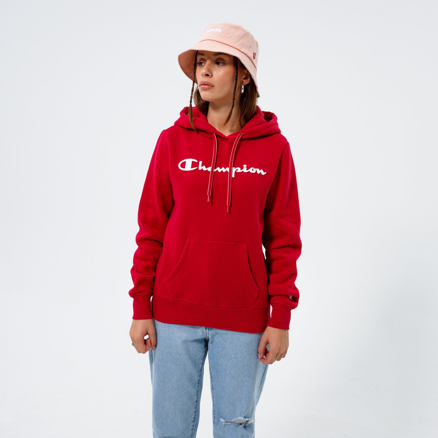 dámská mikina CHAMPION MIKINA S KAPUCÍ HOODED SWEATSHIRT 113207RS061 BORDOVÁ