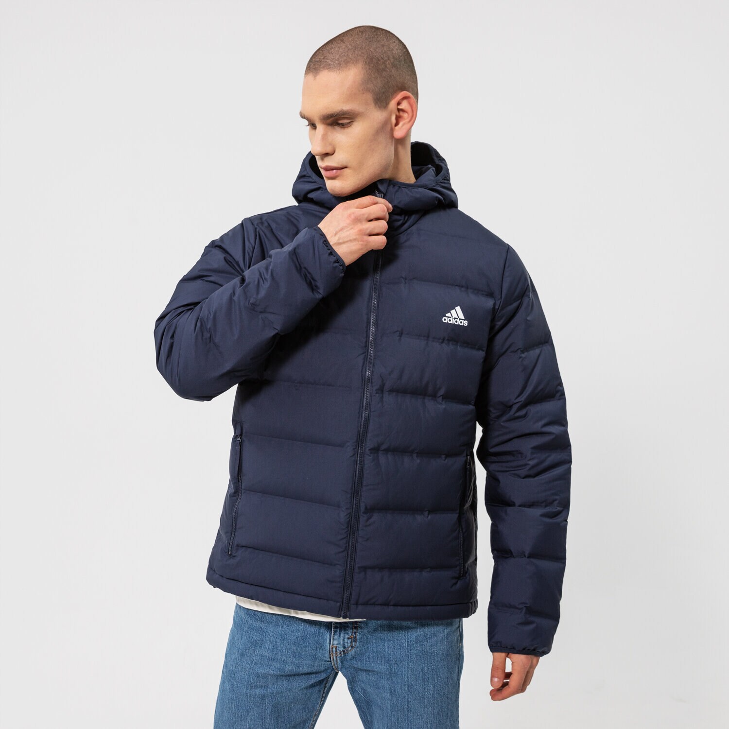 pánská zimní bunda ADIDAS BUNDA HELIONIC HO JKT GE5811 TMAVOMODRÁ