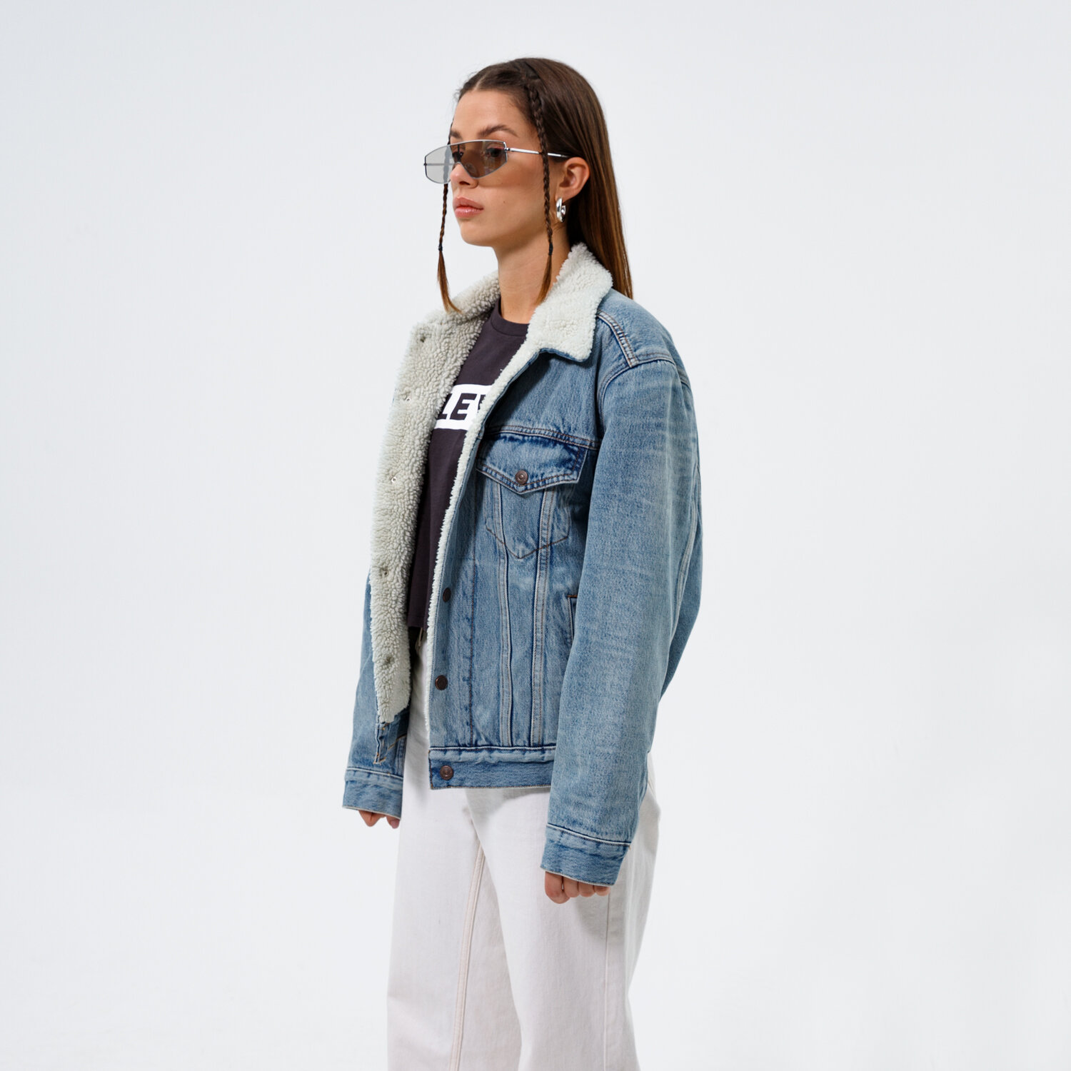 dámská zimní bunda LEVI'S BUNDA ZIMNÍ EX BF SHERPA TRUCKER 361370026 MODRÁ