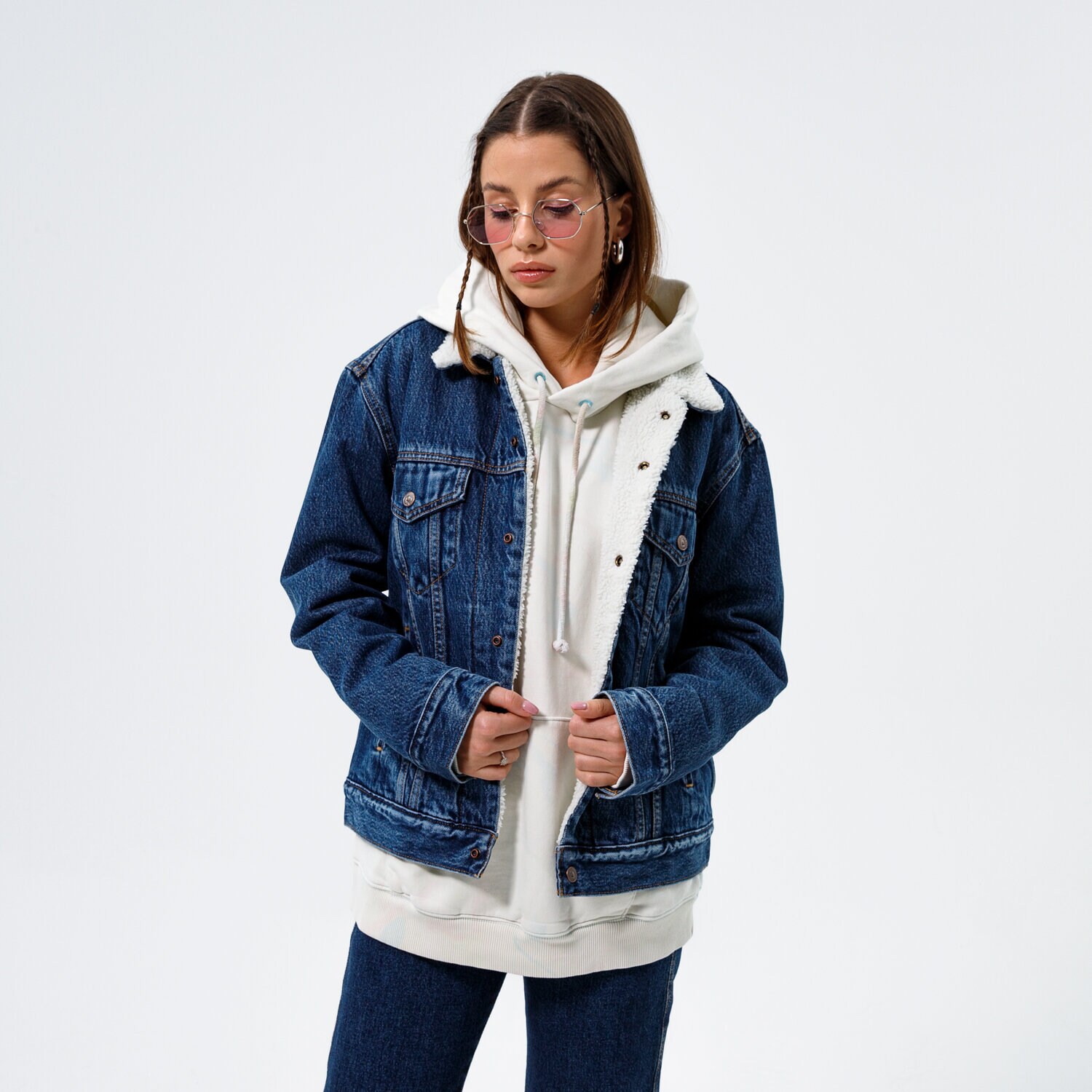 dámská zimní bunda LEVI'S BUNDA ZIMNÍ EX BF SHERPA TRUCKER 361370034 TMAVOMODRÁ