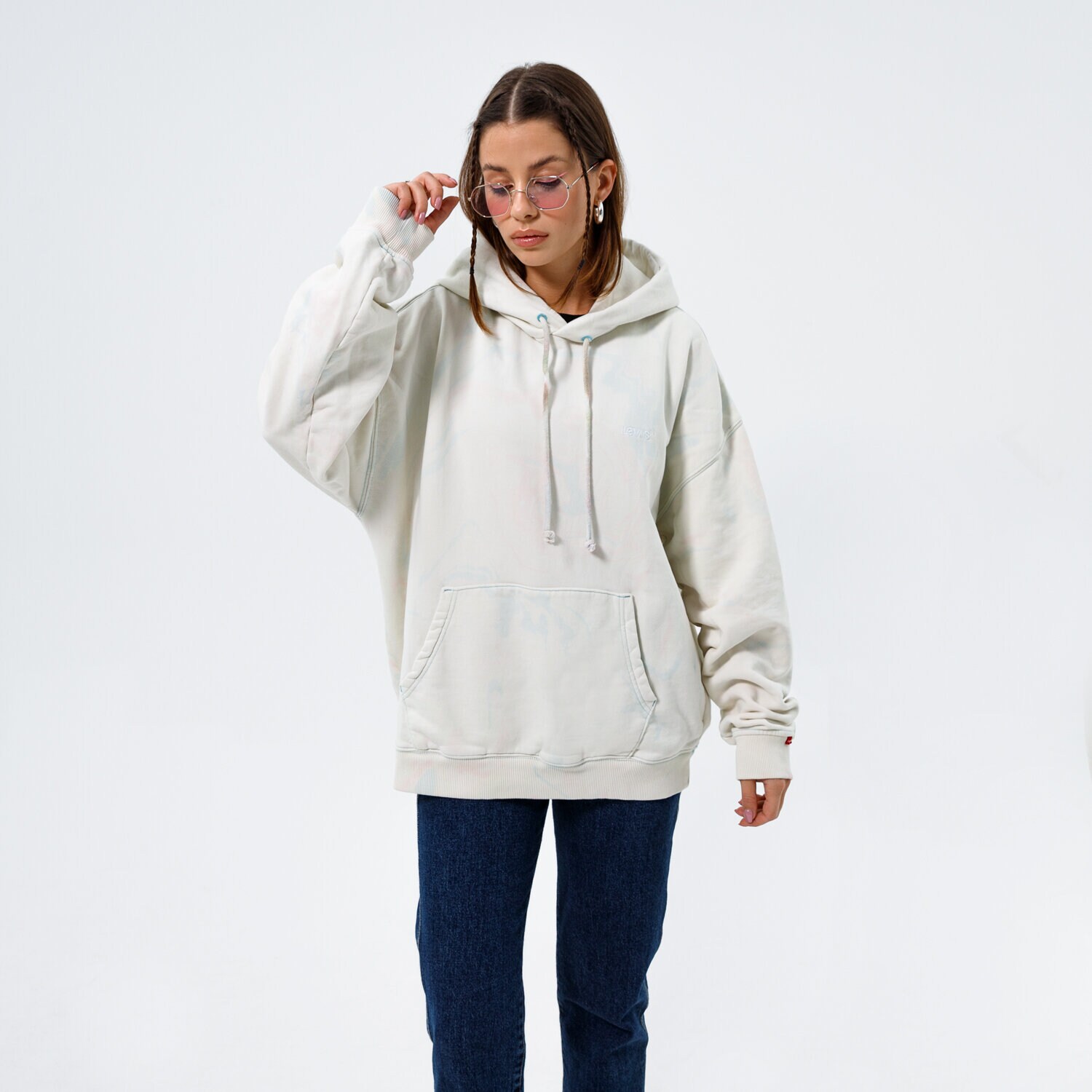 dámská mikina LEVI'S MIKINA S KAPUCÍ RED TAB SWEATS HOODIE A0747-0005 BÍLÁ