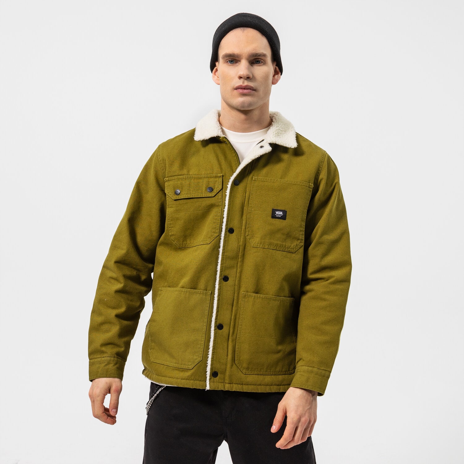 pánská zimní bunda VANS BUNDA MN DRILL CHORE COAT SHERPA VN0A5KLKYXV KHAKI