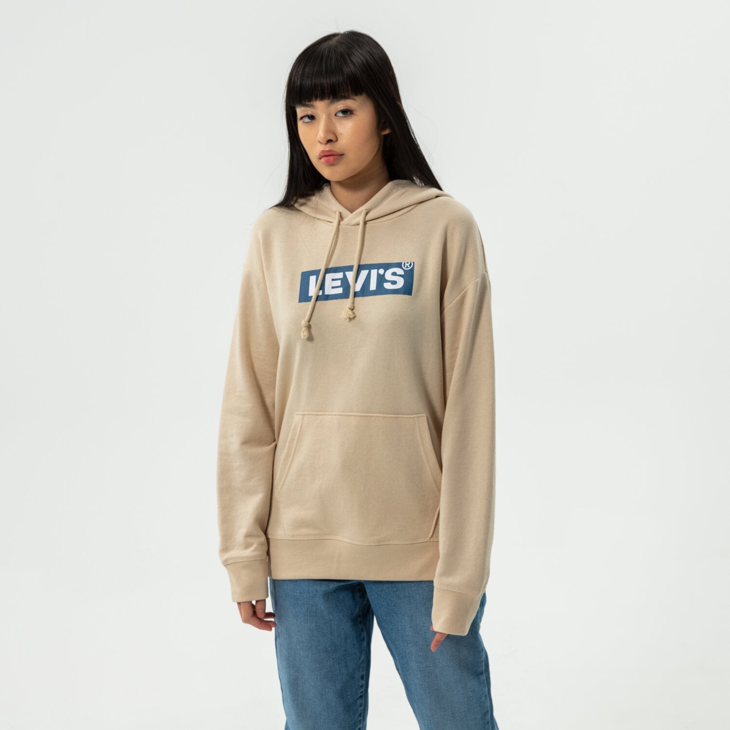 dámská mikina LEVI'S MIKINA S KAPUCÍ GRAPHIC STANDARD HOODIE 18487-0115 BÉŽOVÁ
