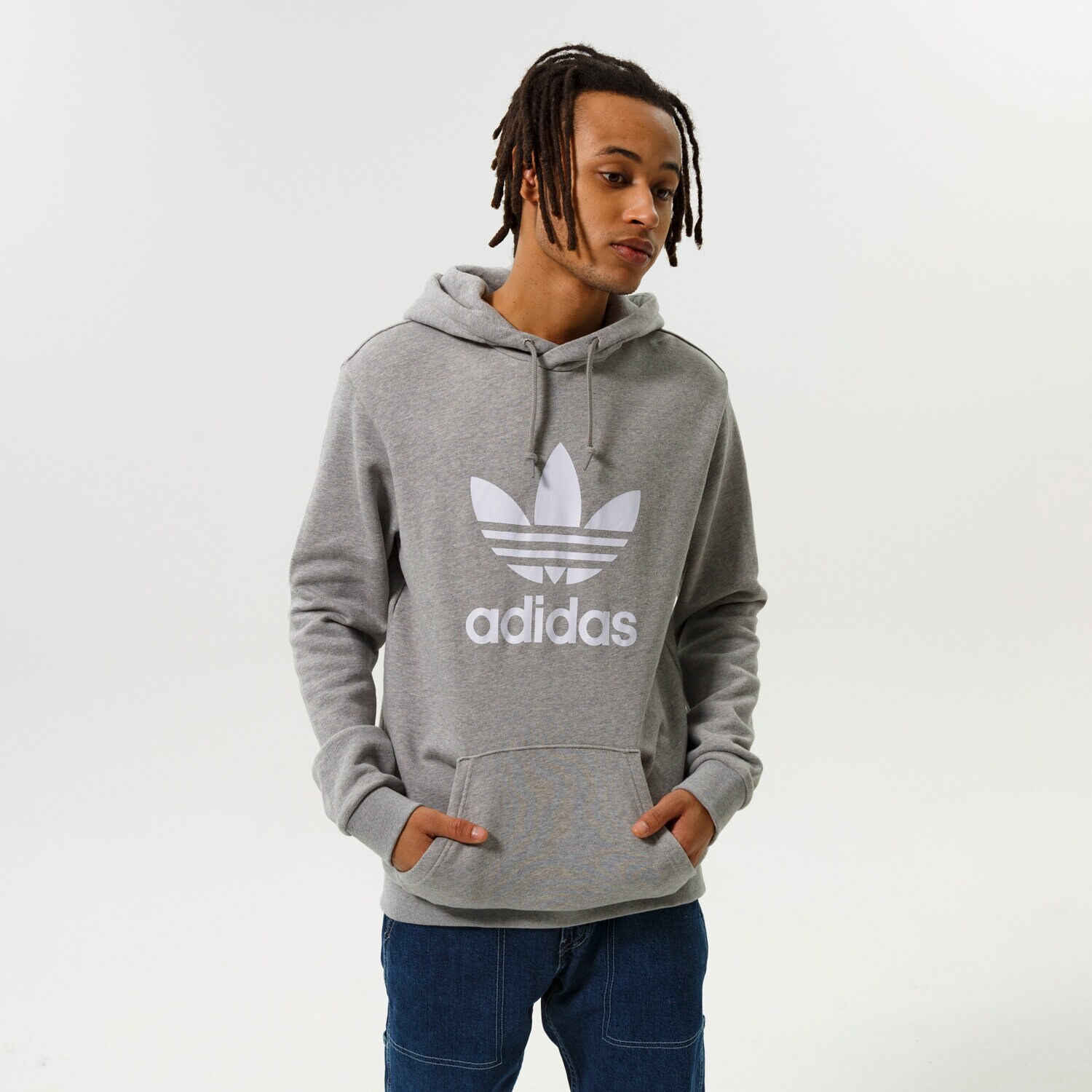 pánská mikina ADIDAS MIKINA S KAPUCÍ TREFOIL HOODY H06669 ŠEDÁ